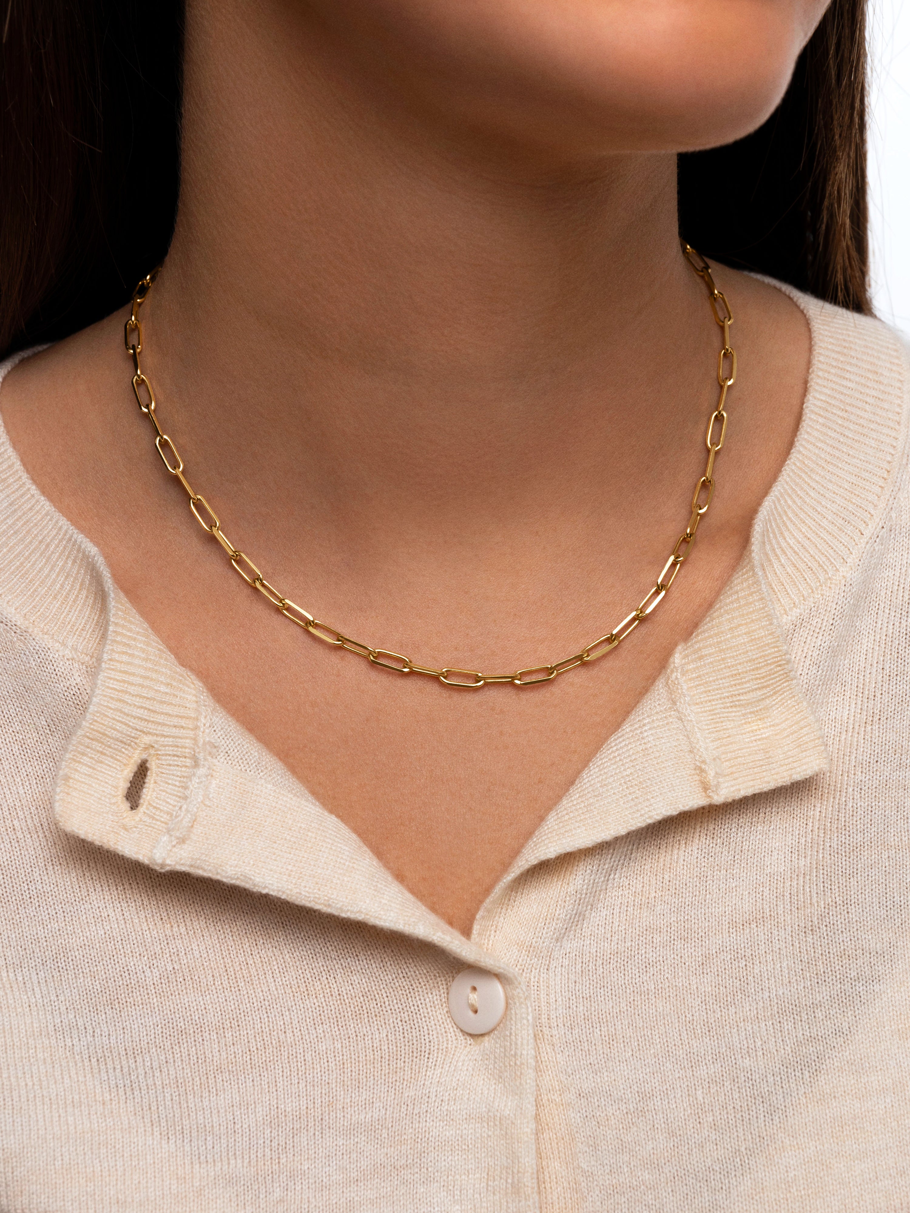Colar Chic de Aço Banhado a Ouro Dourado-3