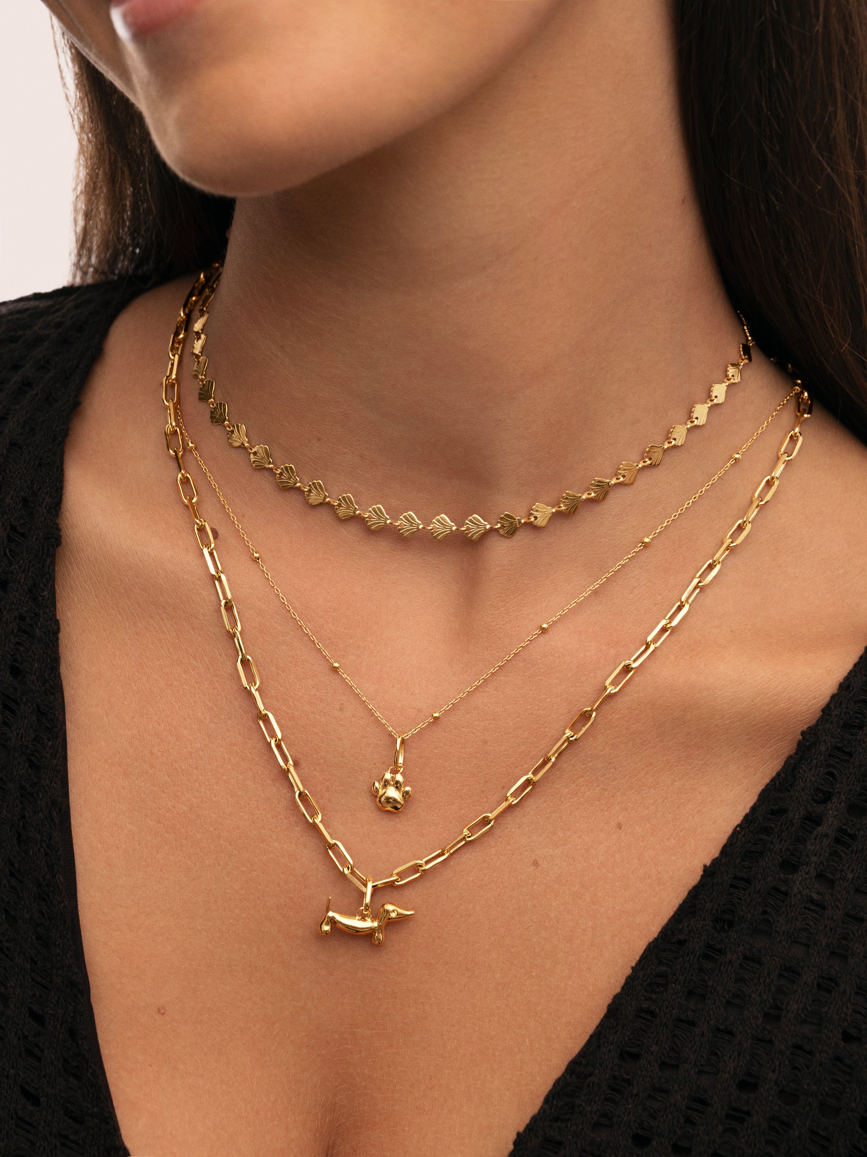 Colar Chic de Aço Banhado a Ouro Dourado-6