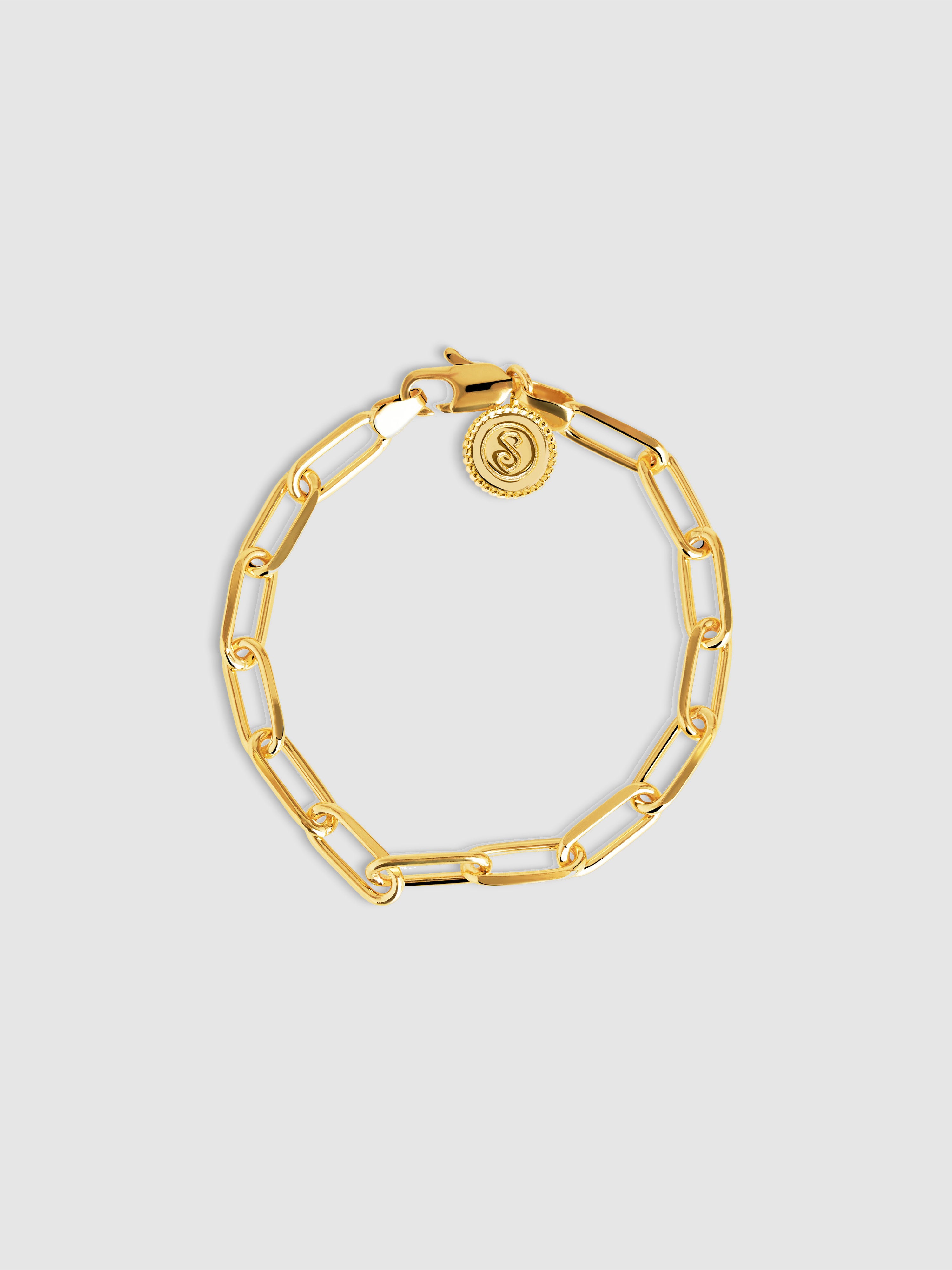 Pulseira de Elos Link de Aço Banhado a Ouro Dourado-1