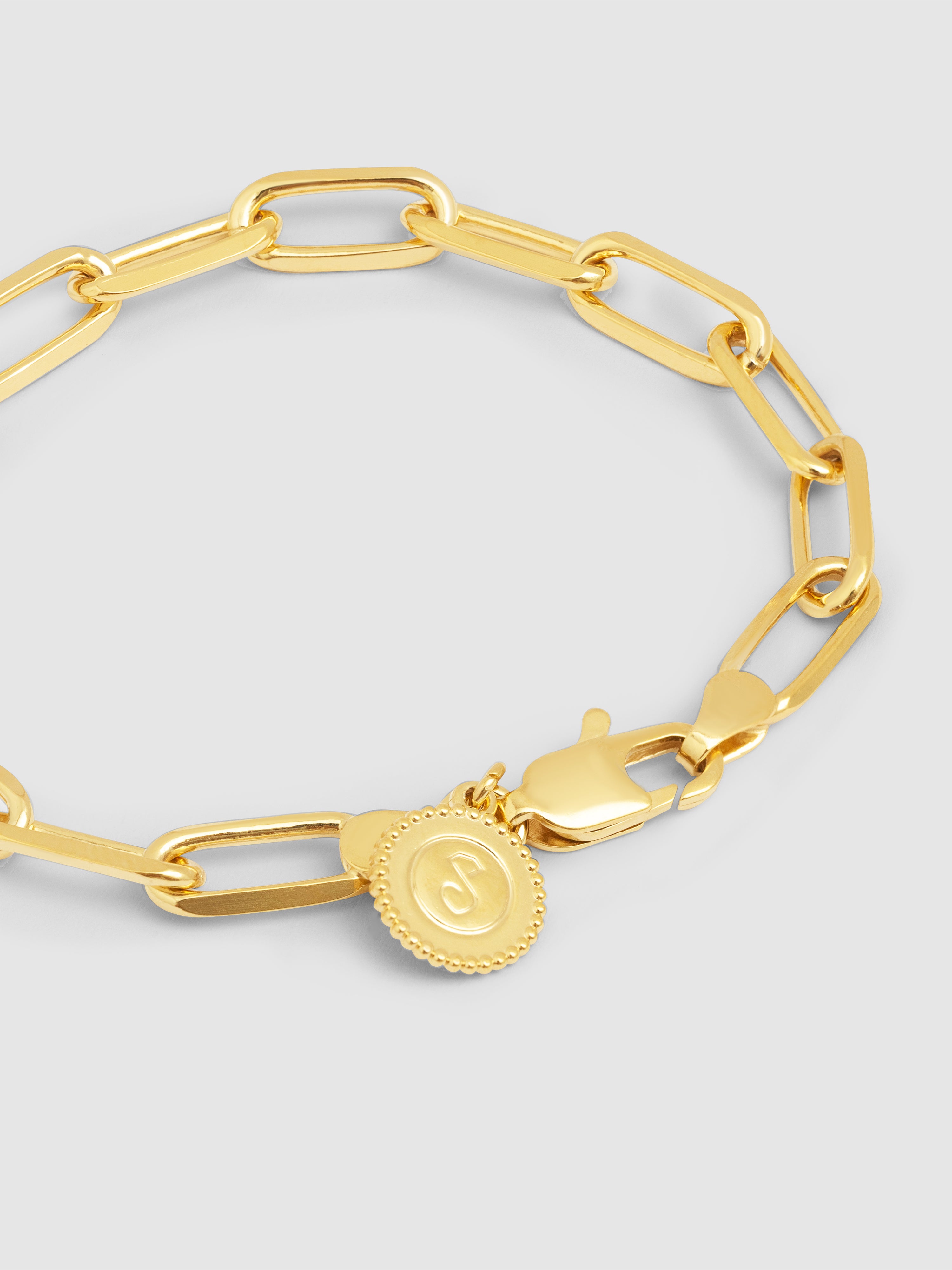 Pulseira de Elos Link de Aço Banhado a Ouro Dourado-4