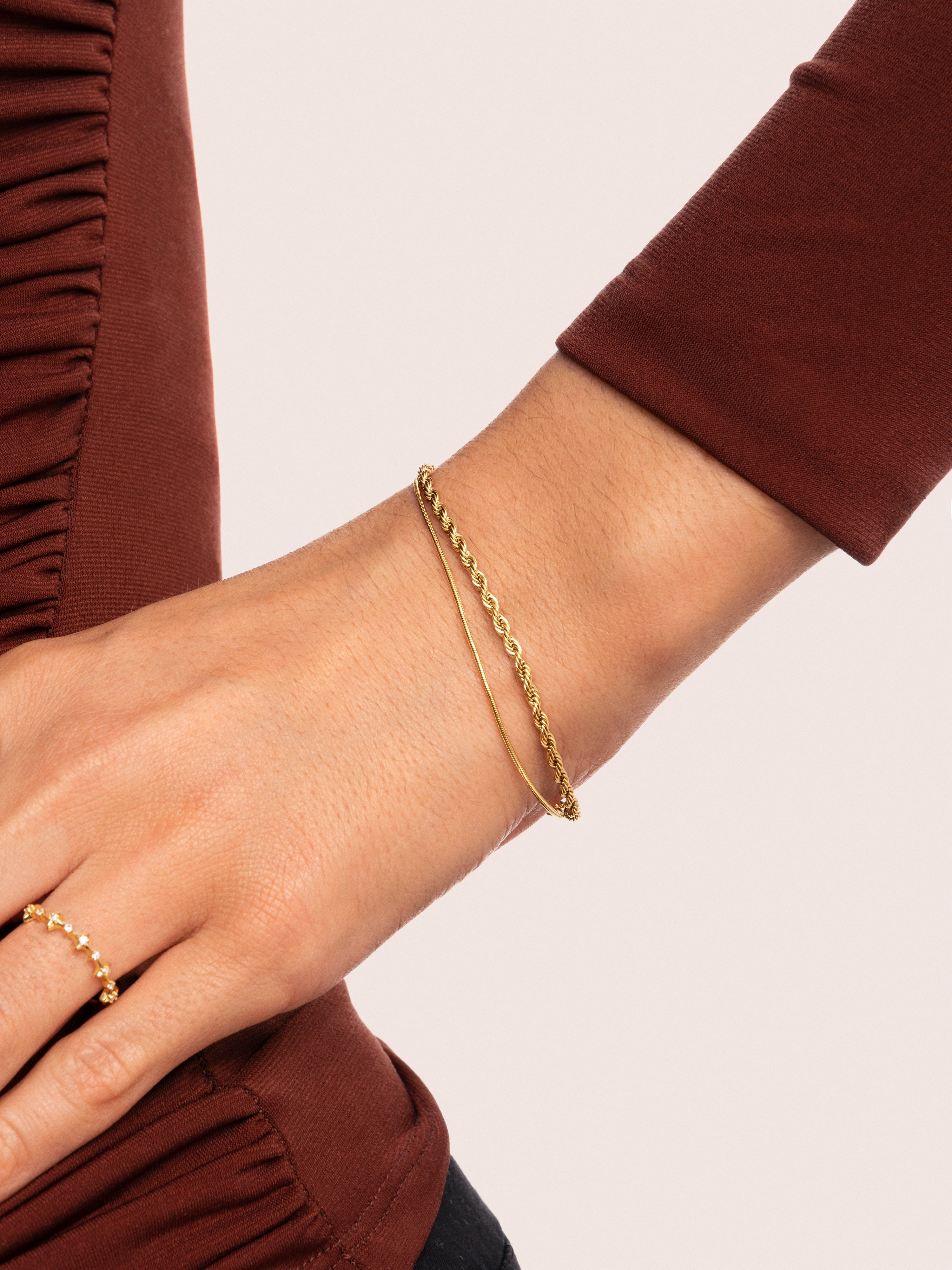 Pulseira de Corrente Nautic de Aço Banhada a Ouro Dourado-2