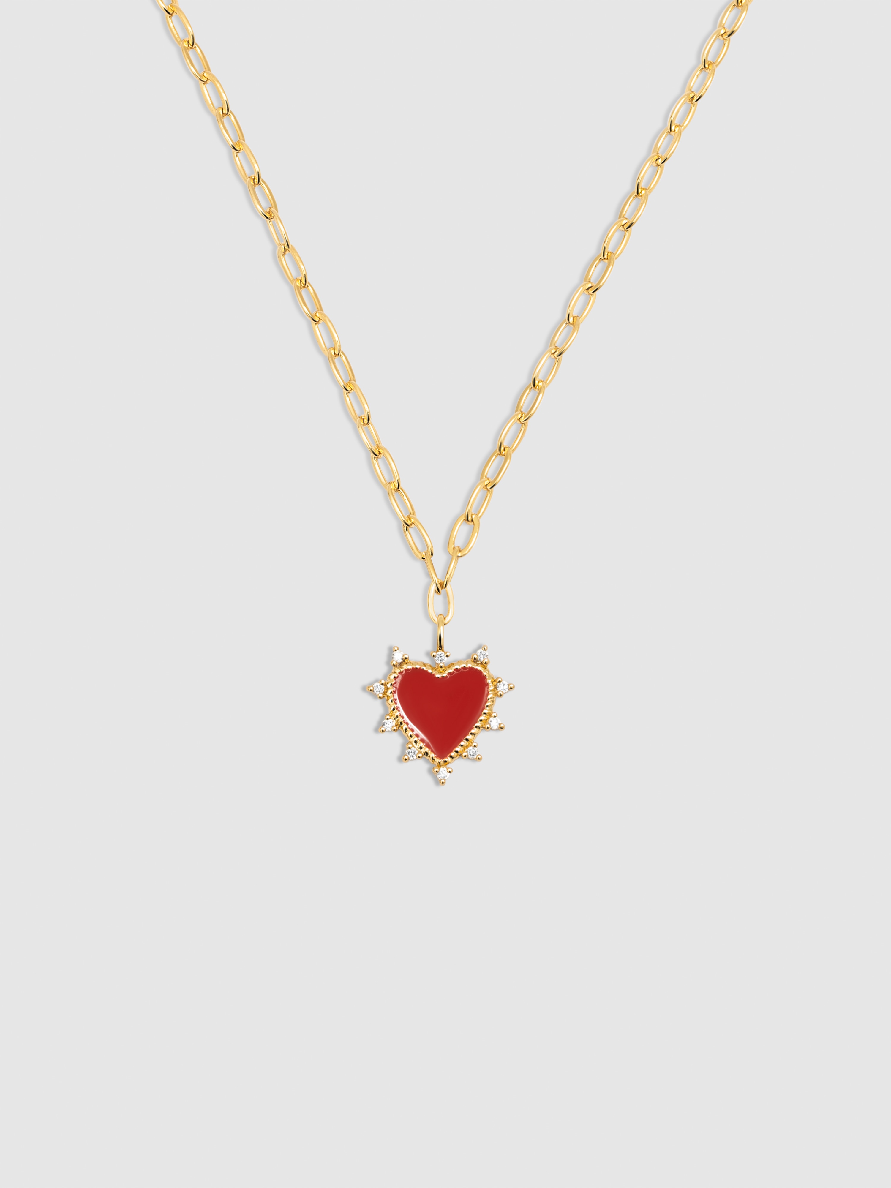 Colar Amour de Liga de Metais Banhado a Ouro Vermelho-1