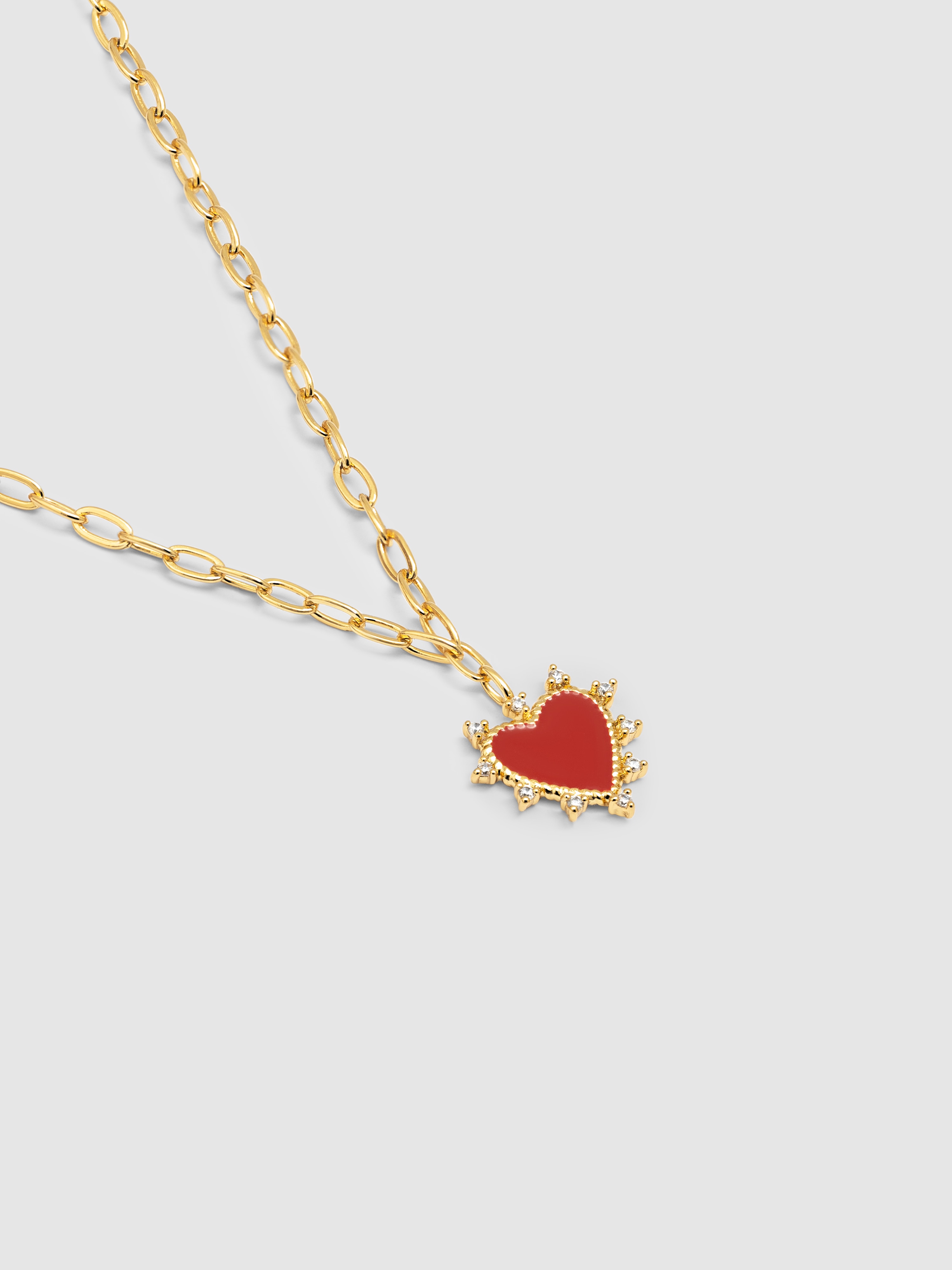 Colar Amour de Liga de Metais Banhado a Ouro Vermelho-4