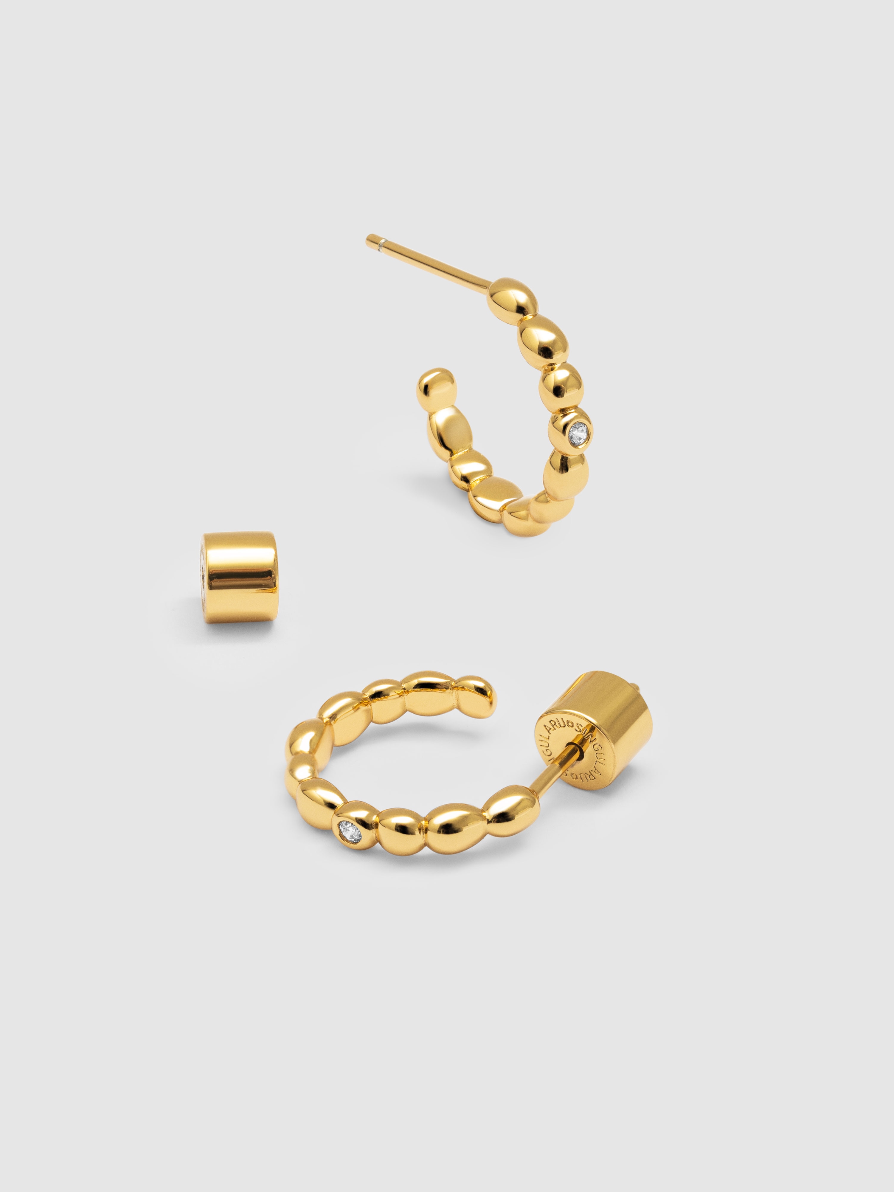 Brincos de Argola Pebble Spark de Ligas Metálicas Banhadas a Ouro Dourado-4