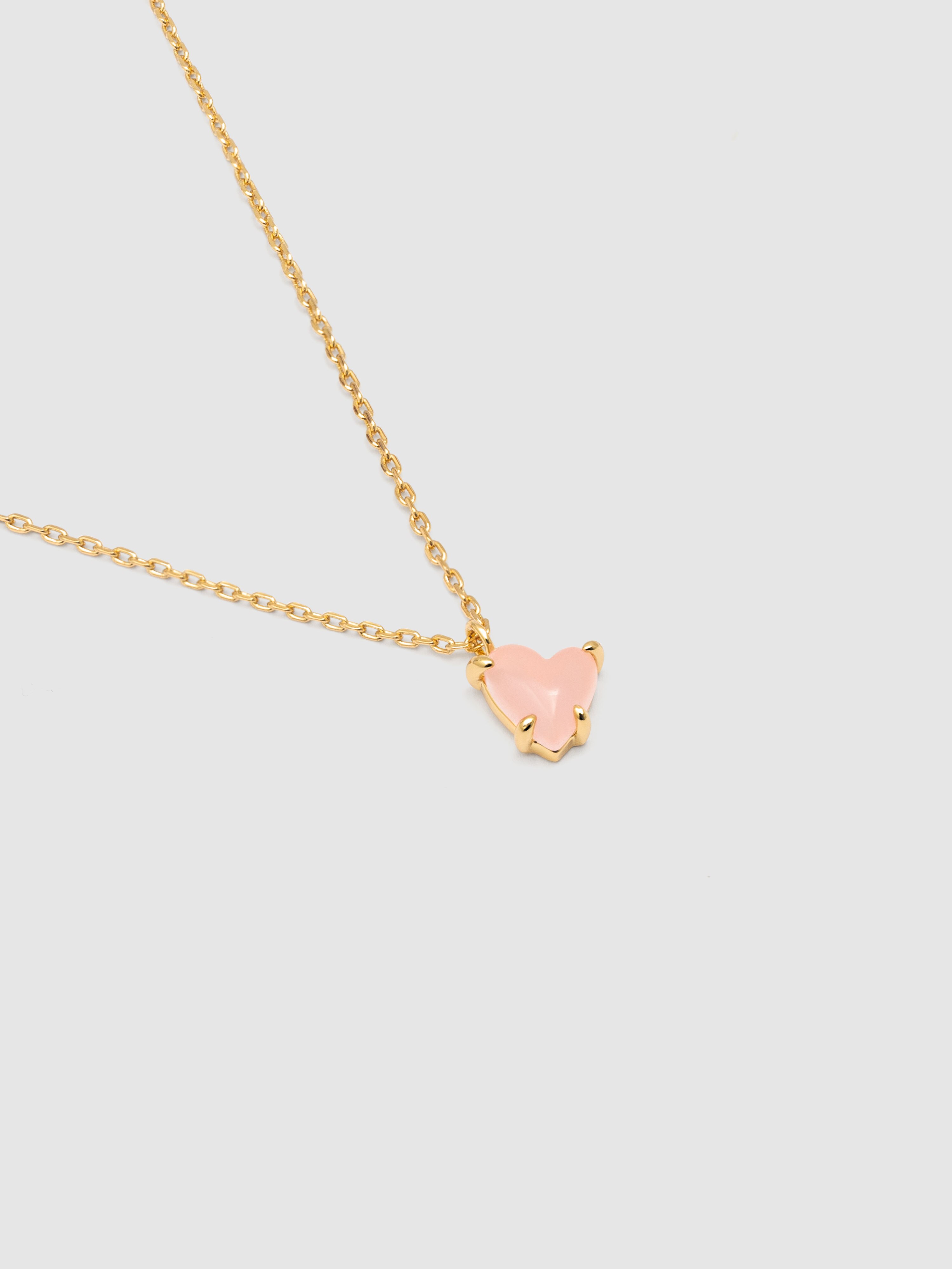 Colar Adorable Heart Pink de Liga de Metais Banhado a Ouro Rosa-4