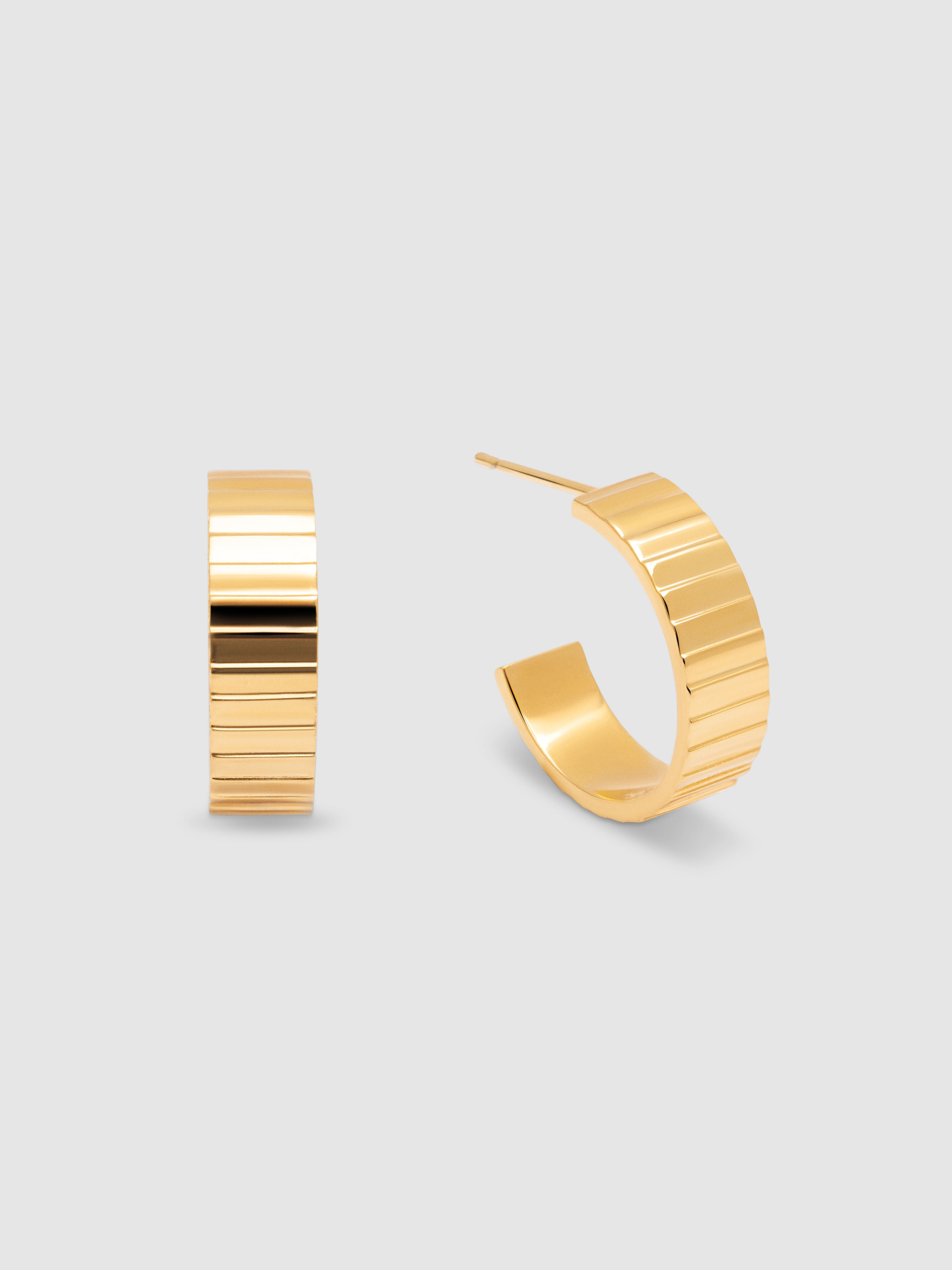 Brincos de Argola Gear de Aço Banhado a Ouro Dourado-1