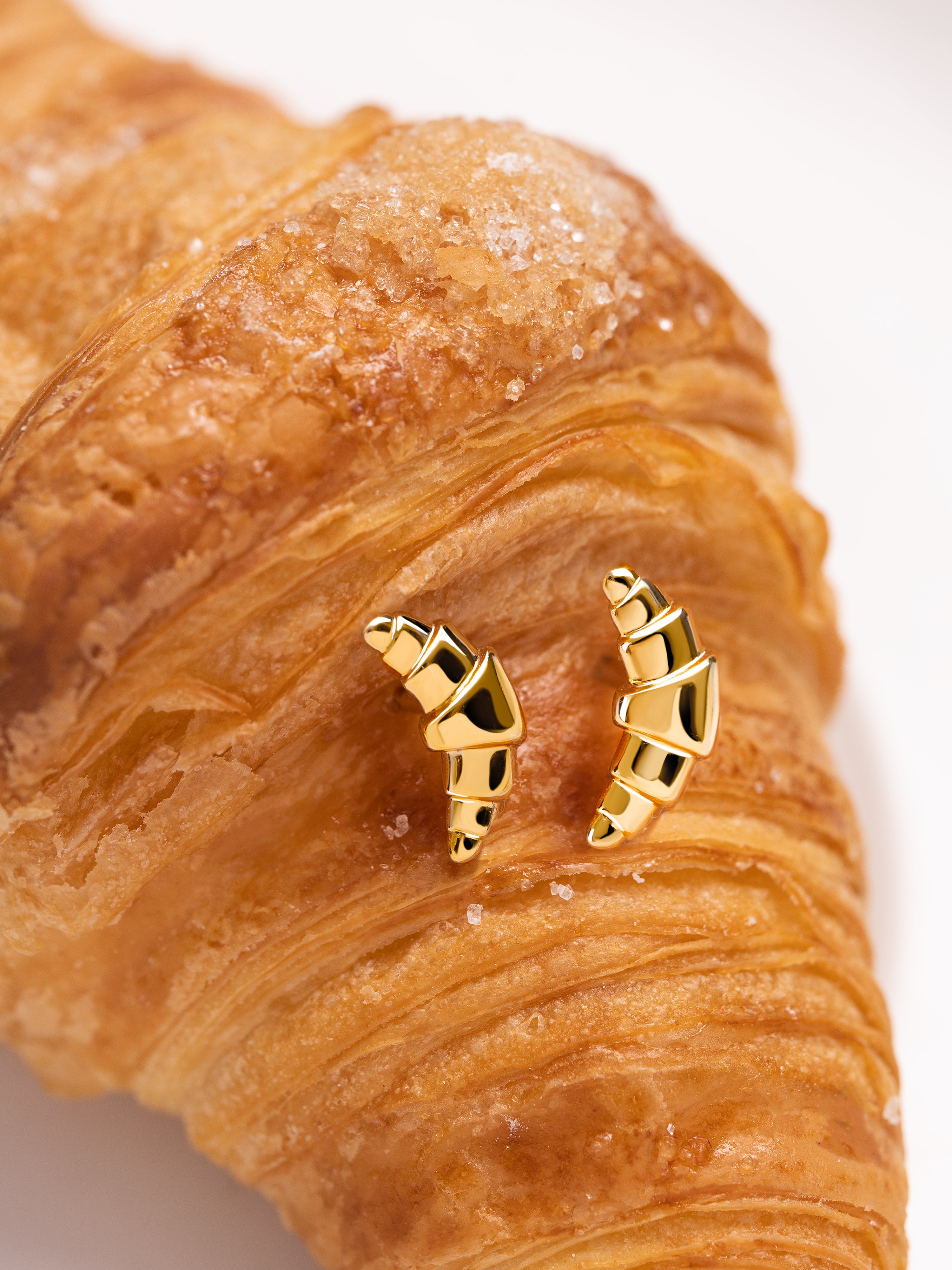 Brinco Individual Croissant de Liga de Metais Banhado a Ouro Dourado-7