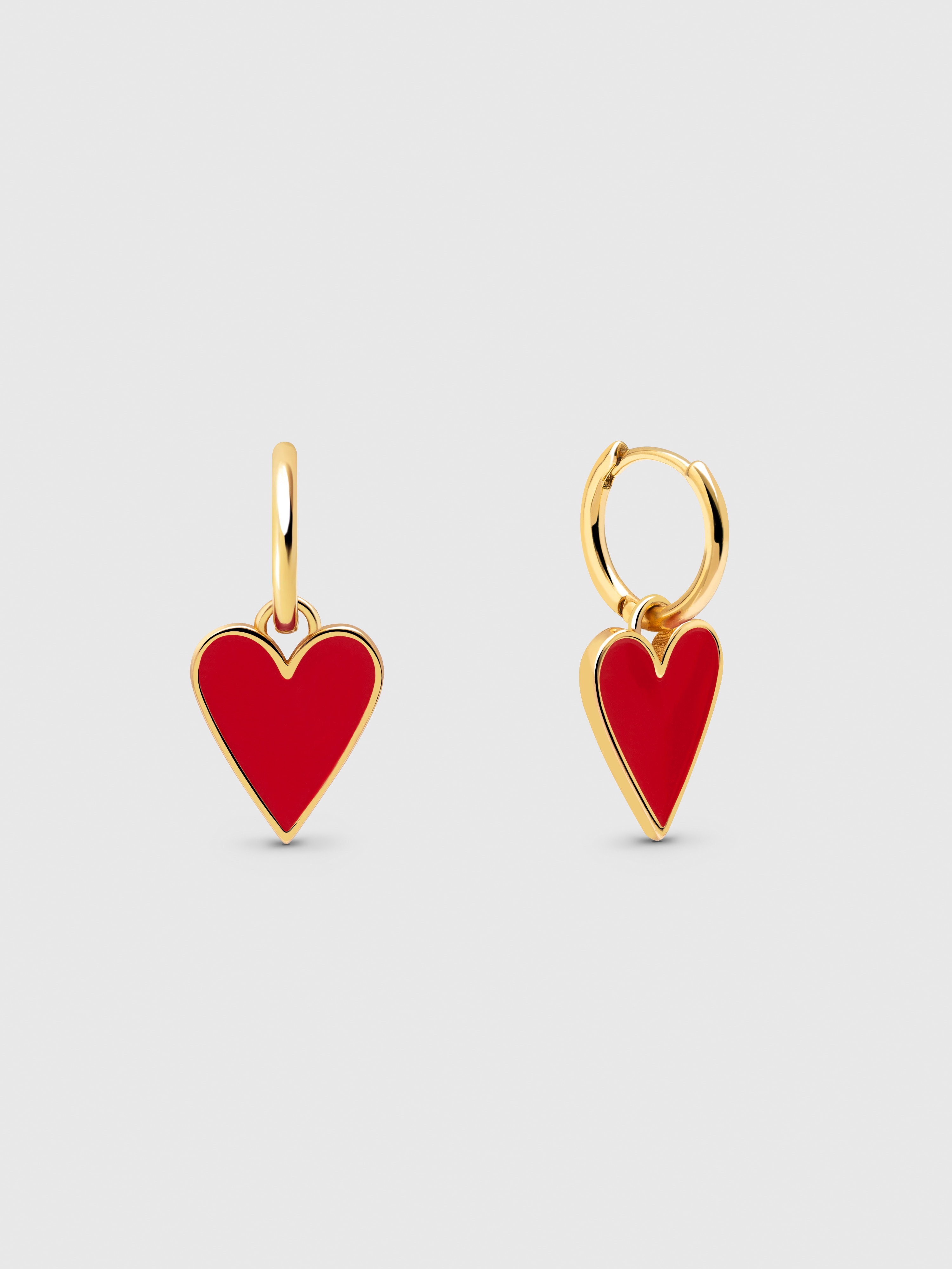 Brincos Lovely Heart de Liga de Metais Banhados a Ouro Vermelho-1