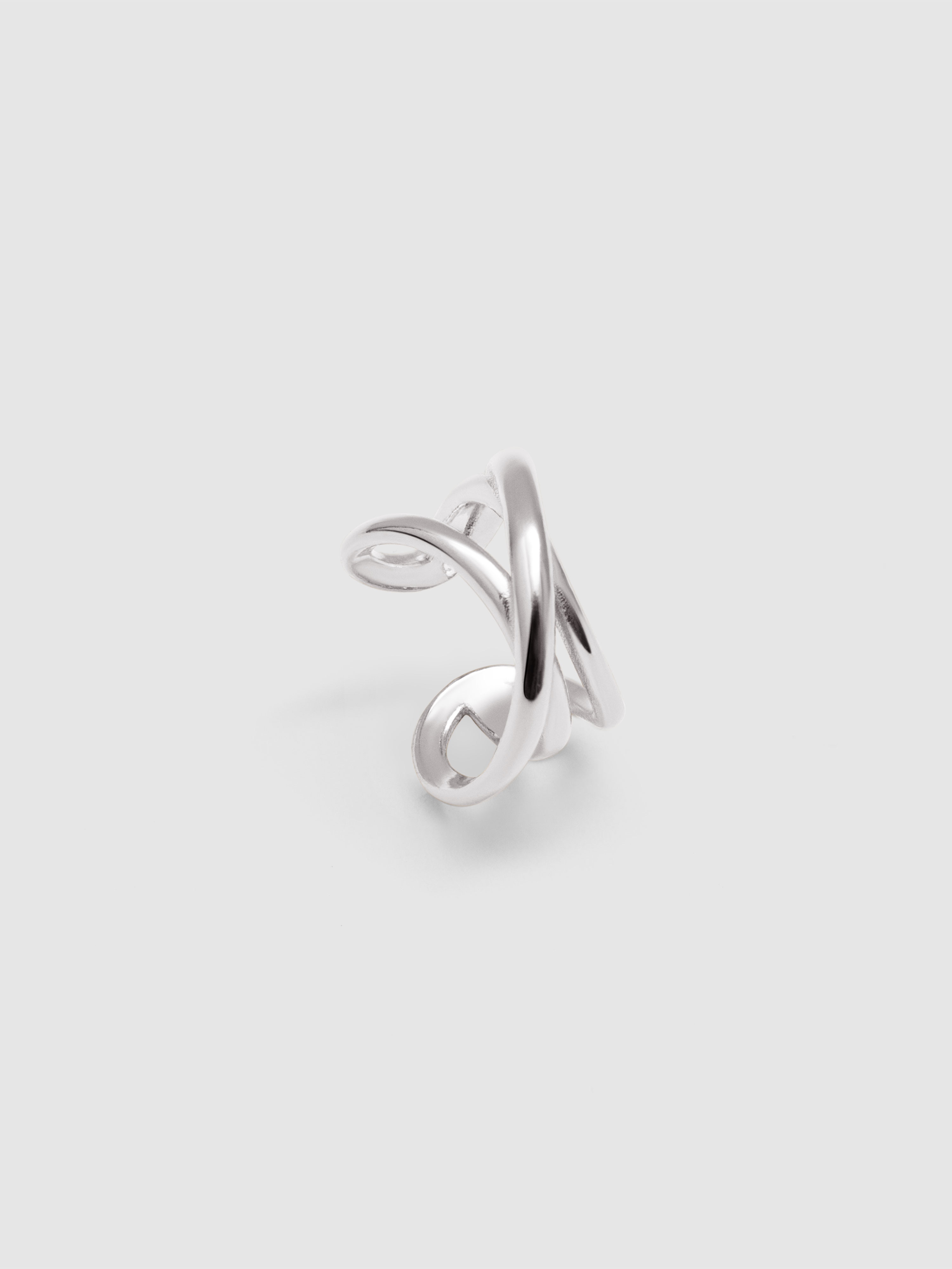 Brinco Individual Ear Cuff Triple Cross de Liga de Metais Banhado em Ródio Prateado-3
