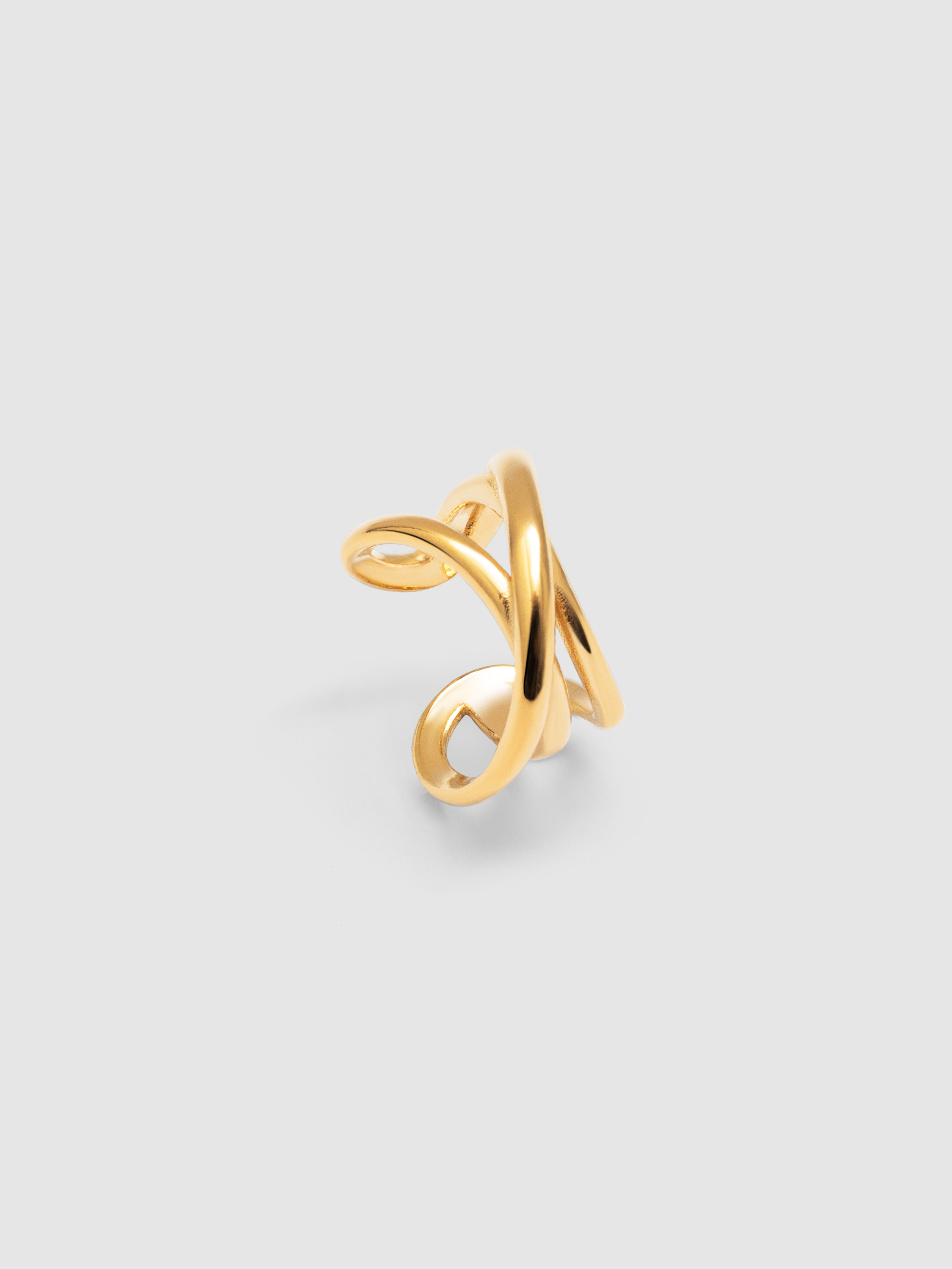 Brinco Individual Ear Cuff Triple Cross de Liga de Metais Banhado a Ouro Dourado-3