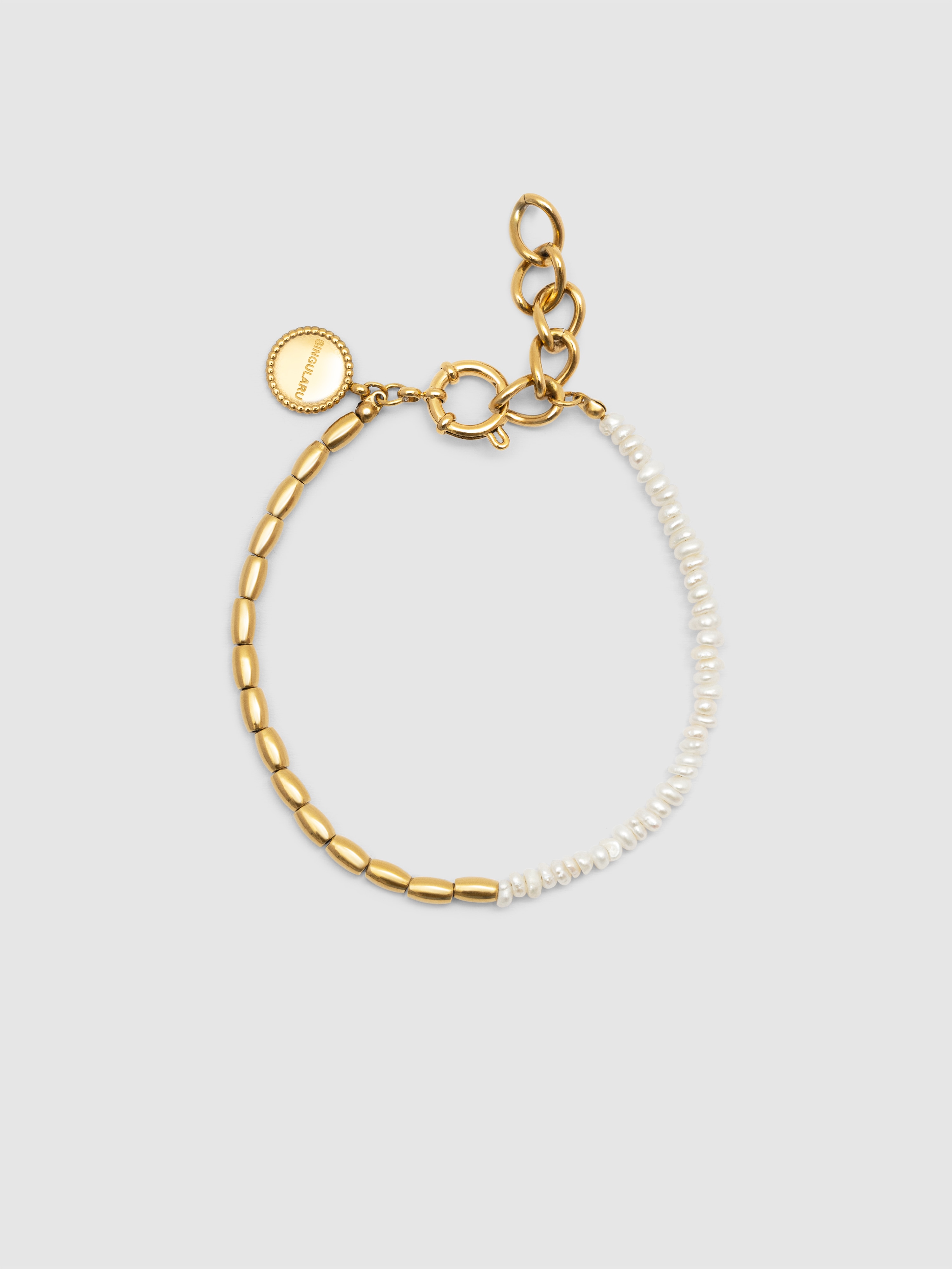 Pulseira de Elos New Pearl de Aço Banhado a Ouro Ouro-1