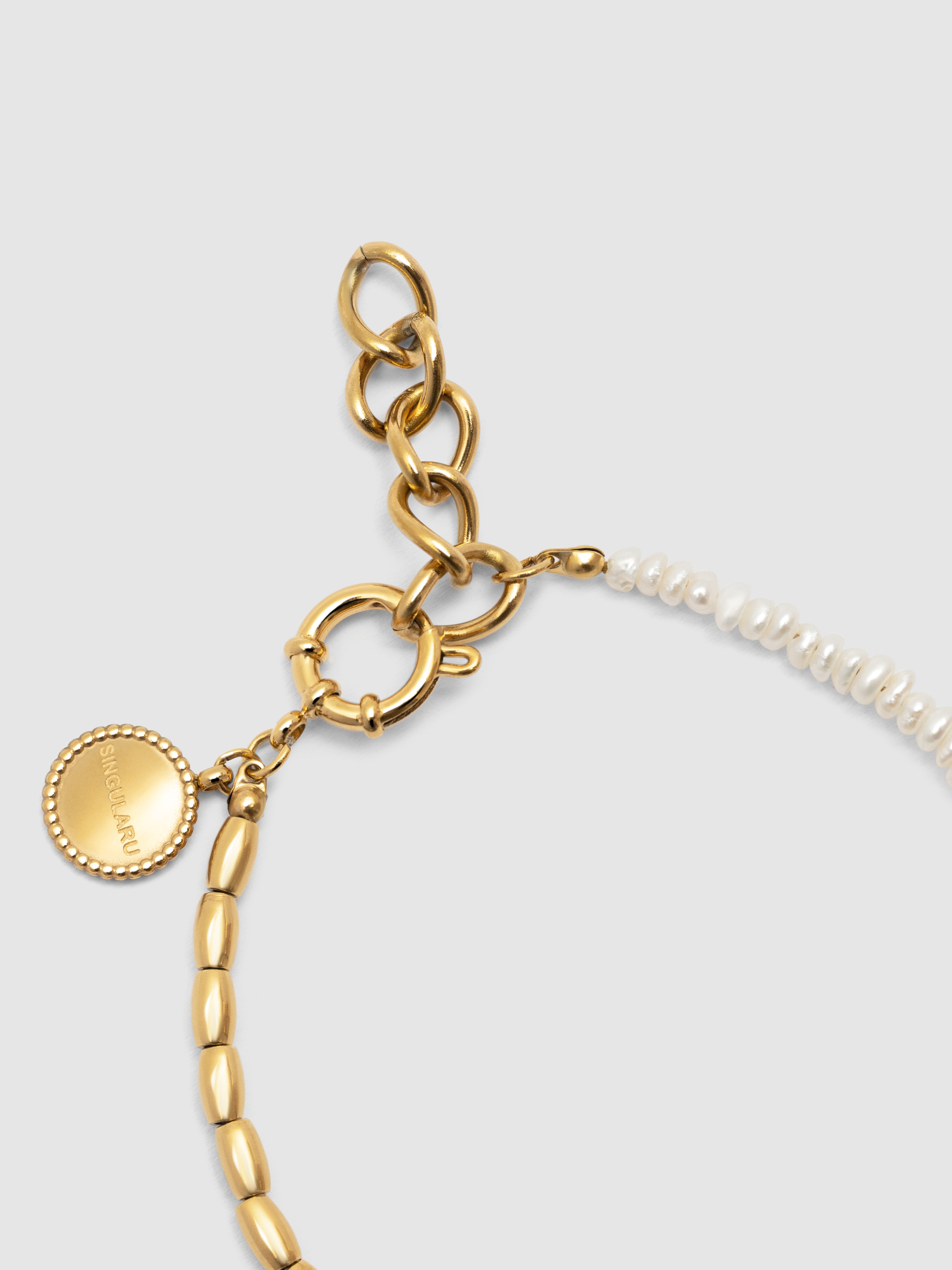 Pulseira de Elos New Pearl de Aço Banhado a Ouro Ouro-3