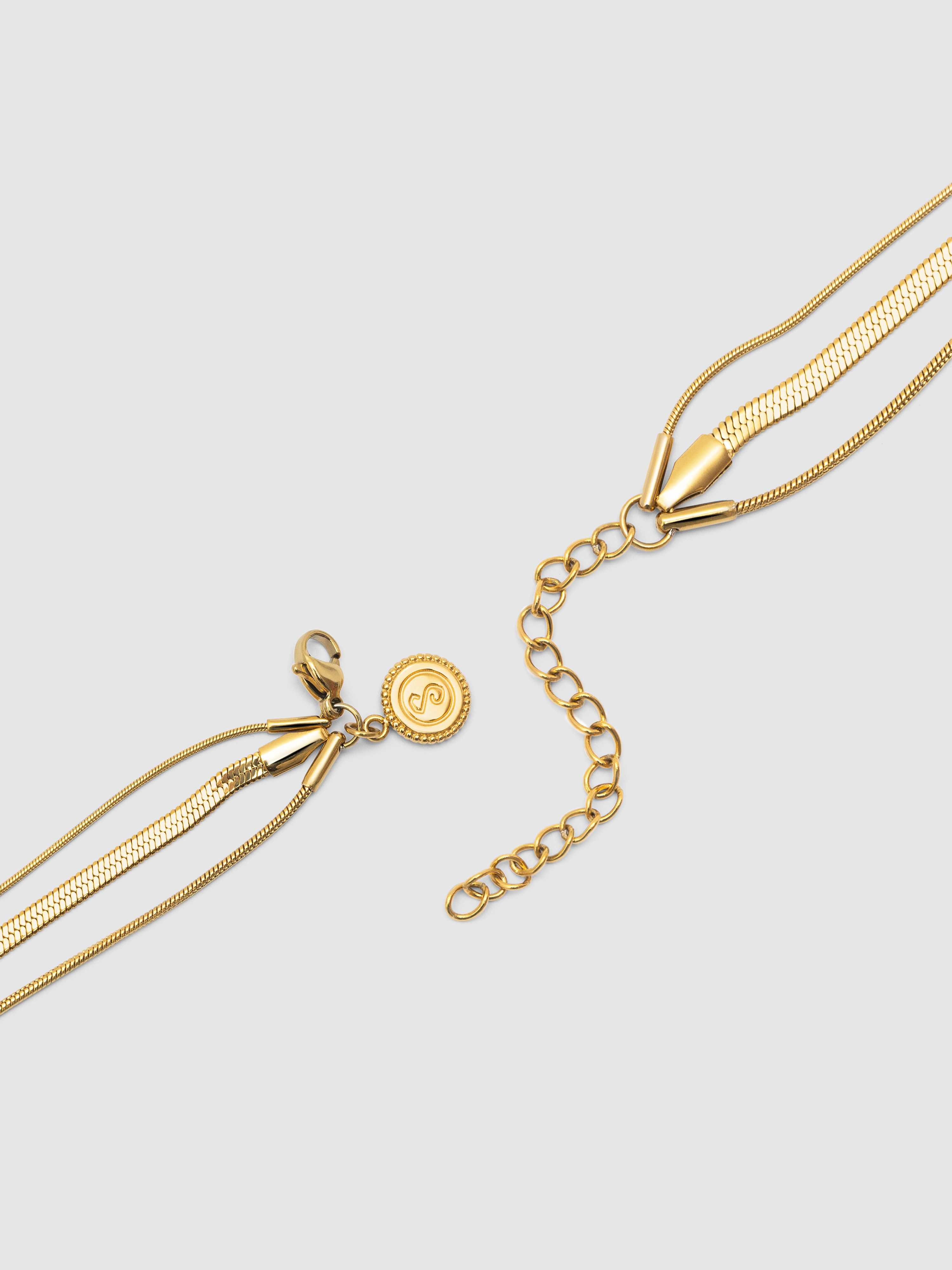 Colar Maat de Aço Banhado em Ouro Dourado-4