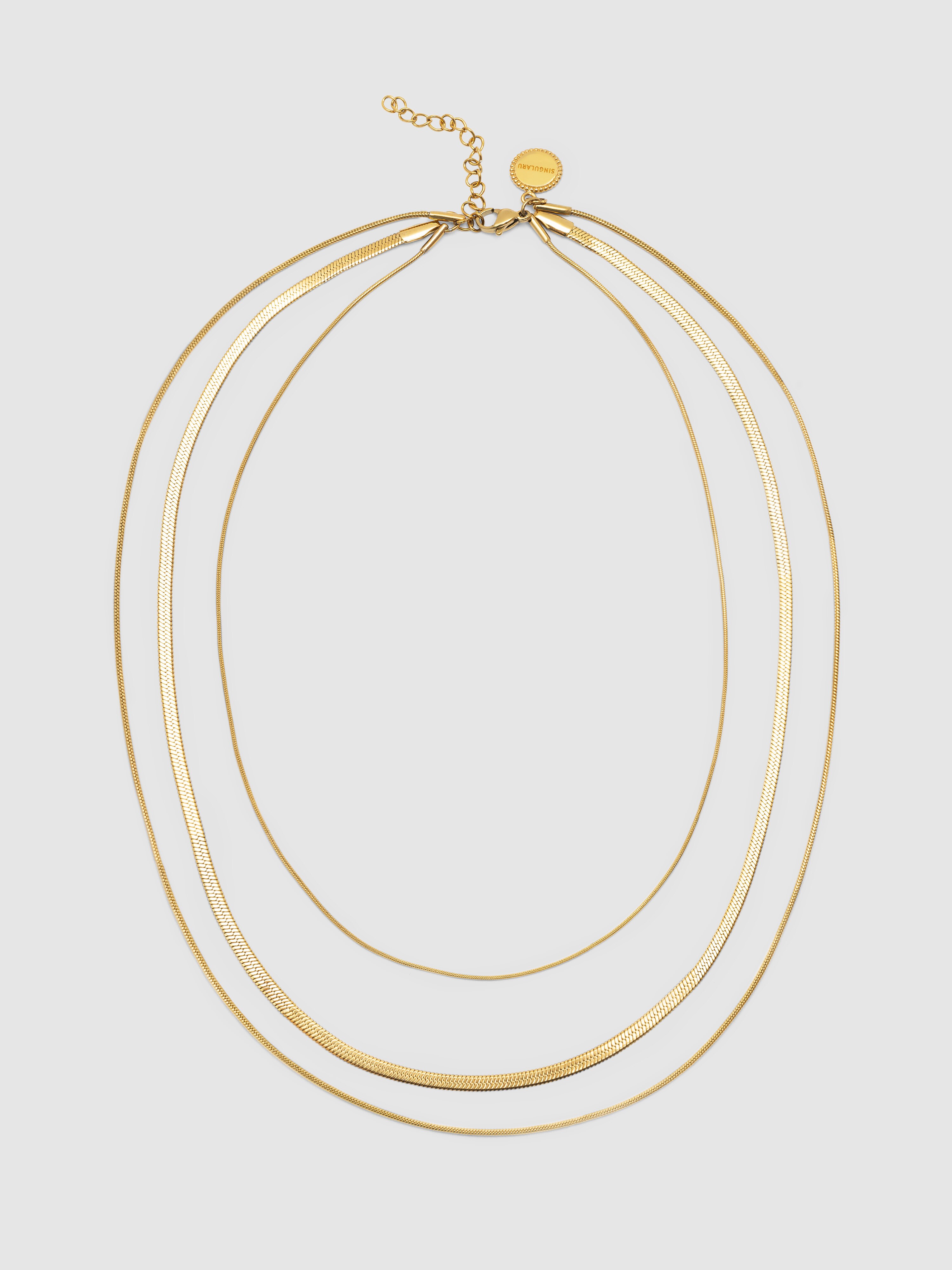 Colar Maat de Aço Banhado em Ouro Dourado-5