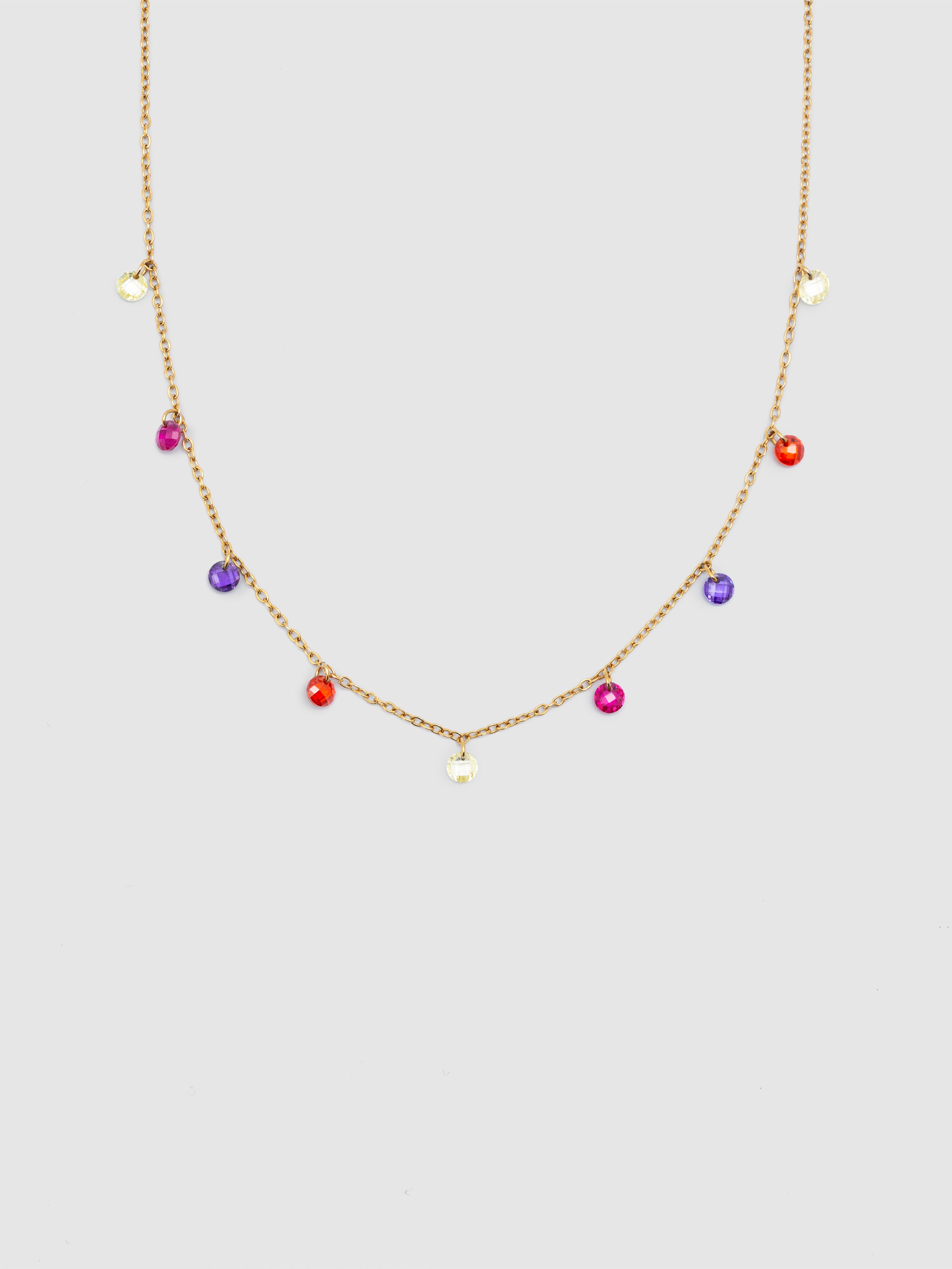 Colar em Cor Bits de Aço Banhado a Ouro Multicolor-1