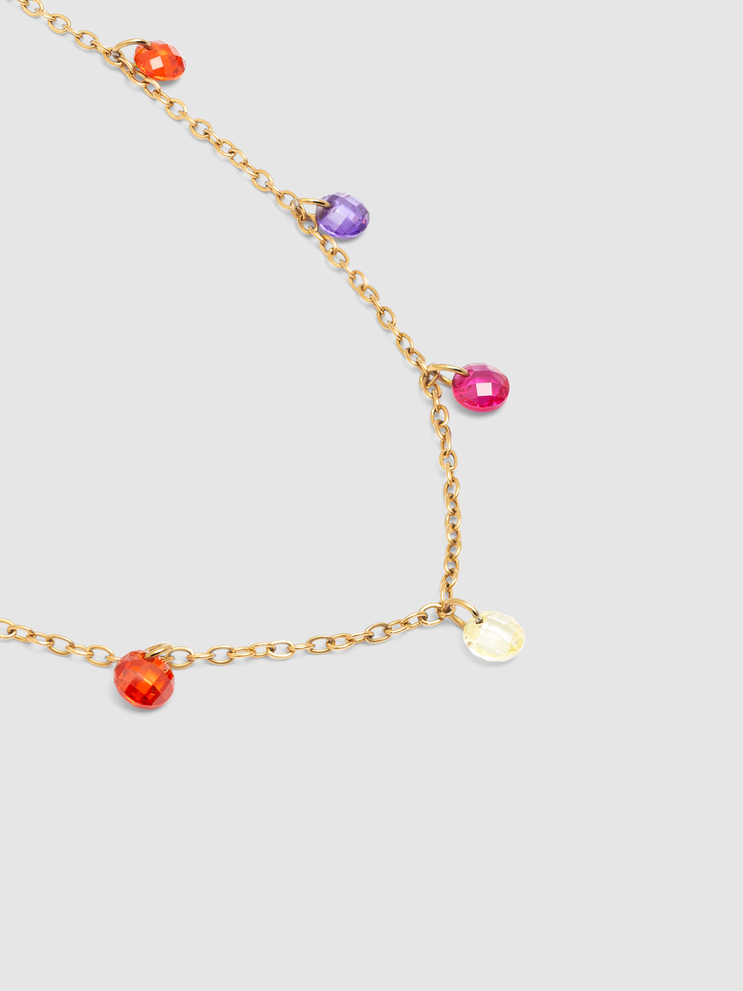 Colar em Cor Bits de Aço Banhado a Ouro Multicolor-4