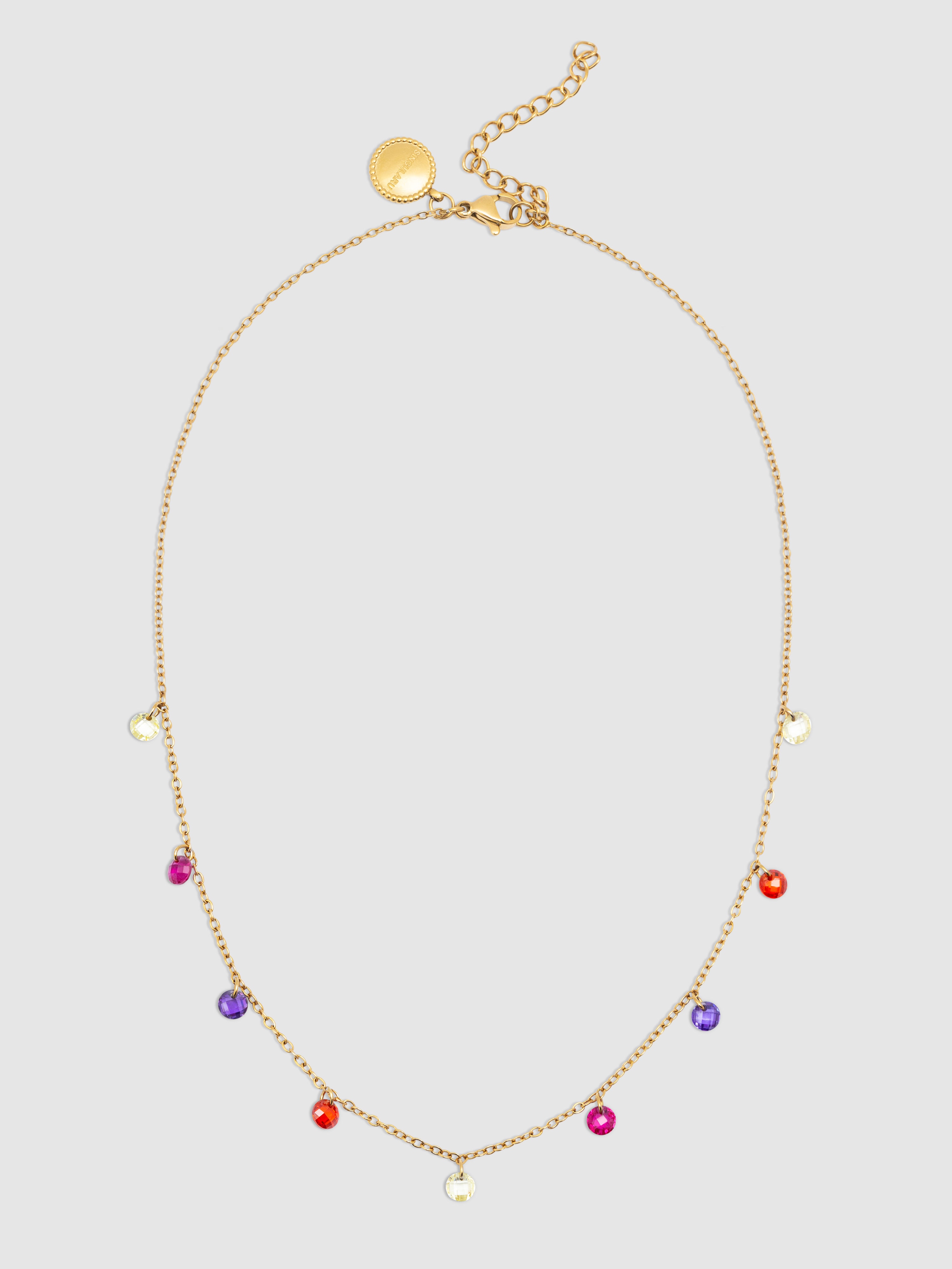 Colar em Cor Bits de Aço Banhado a Ouro Multicolor-6