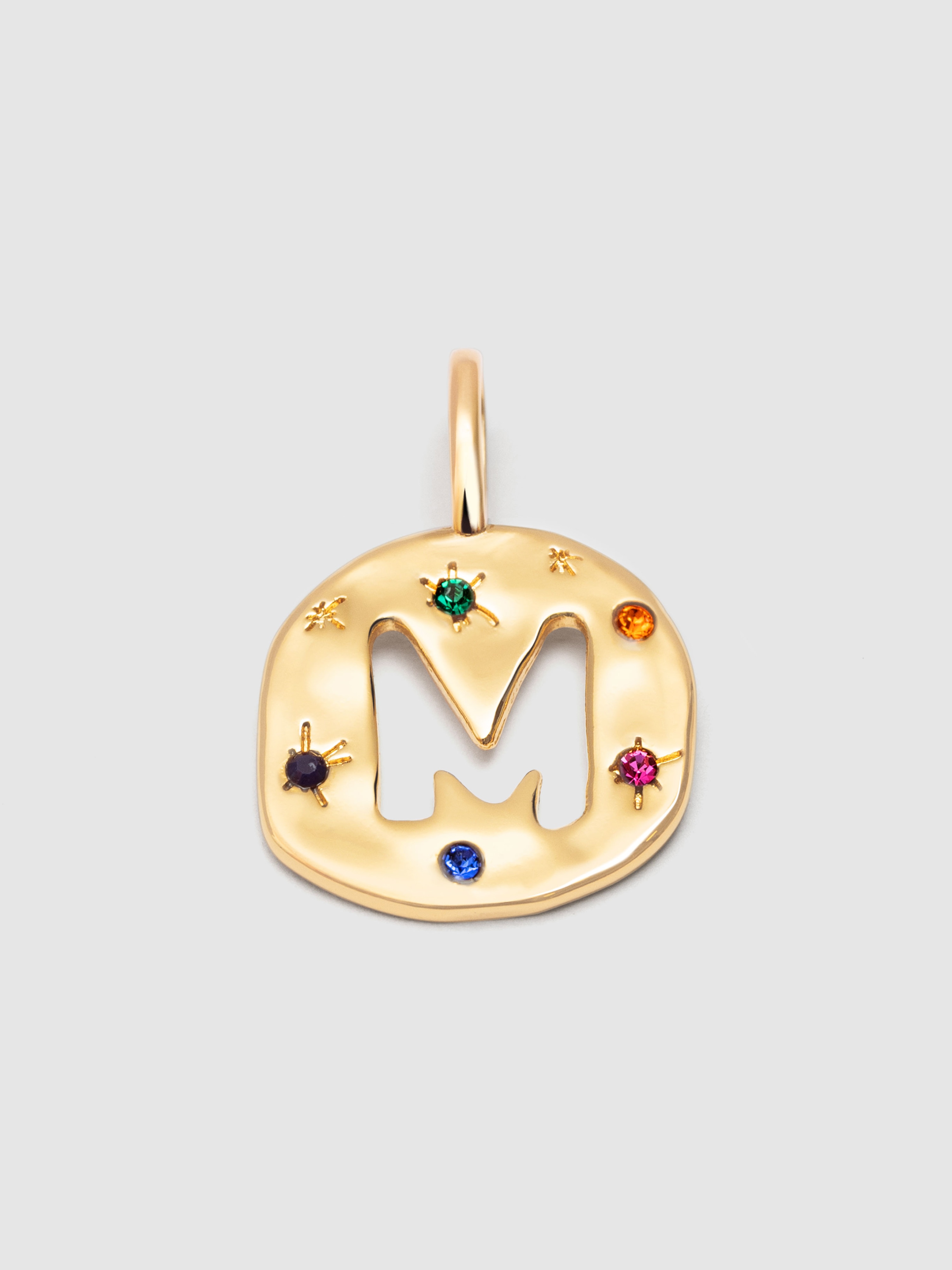 Charm Personalizado Organic Colors Letter de Liga de Metais Banhado em Ouro Letra M Multicolor-1