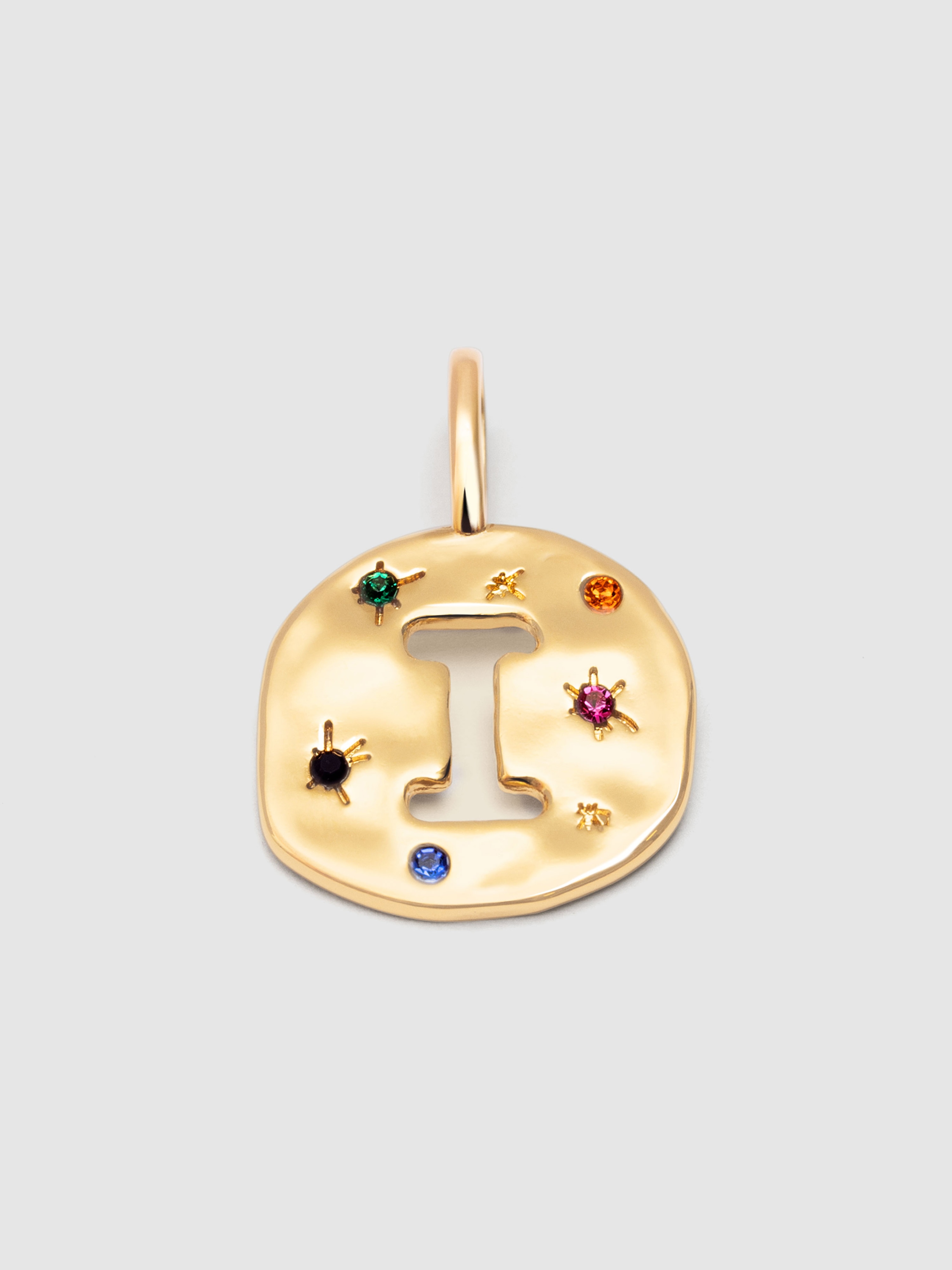 Charm Personalizado Organic Colors Letter de Liga de Metais Banhado em Ouro Letra I Multicolor-1