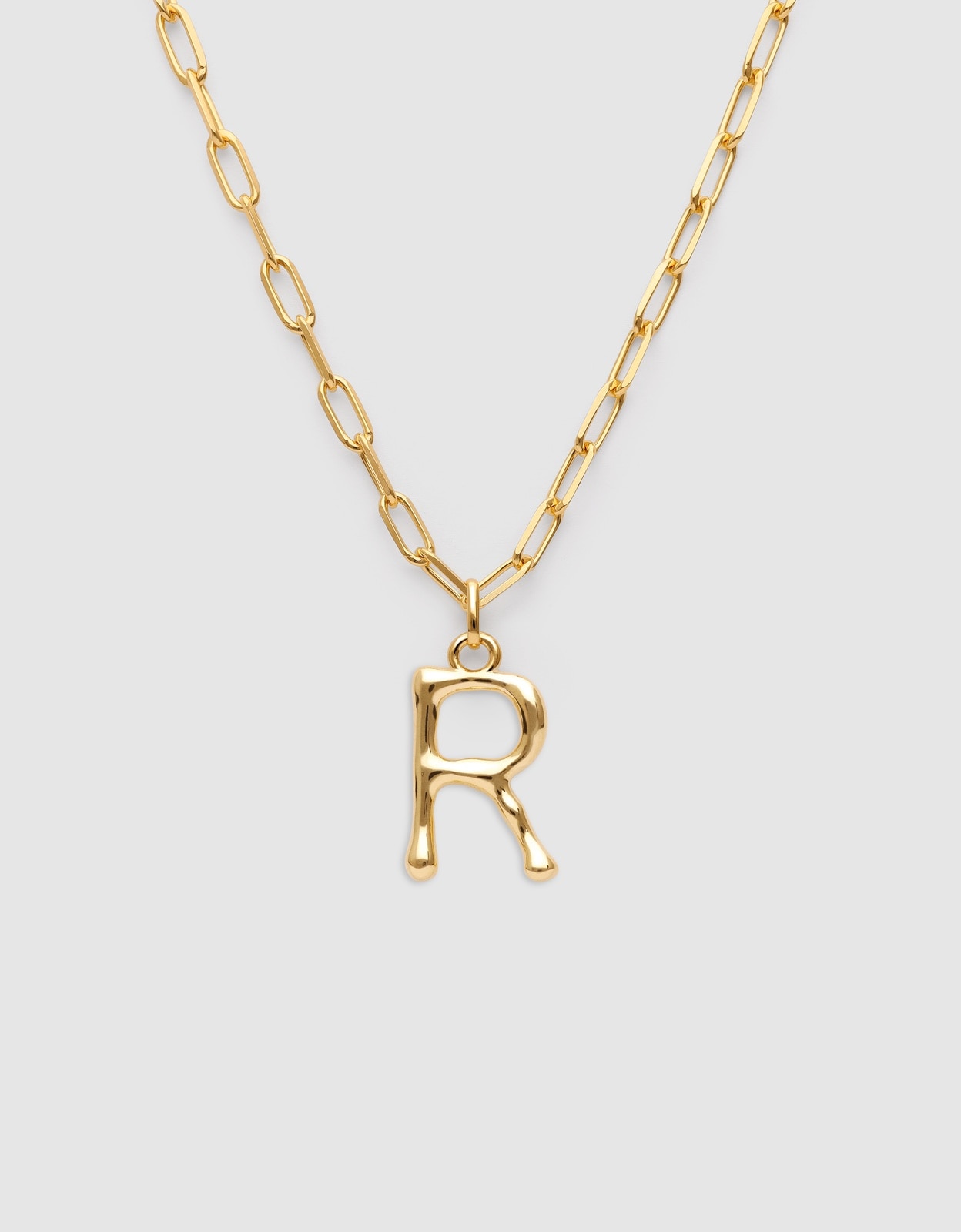 Colar Personalizado Chic Letter Xl de Aço Banhado em Ouro - R Dourado-1