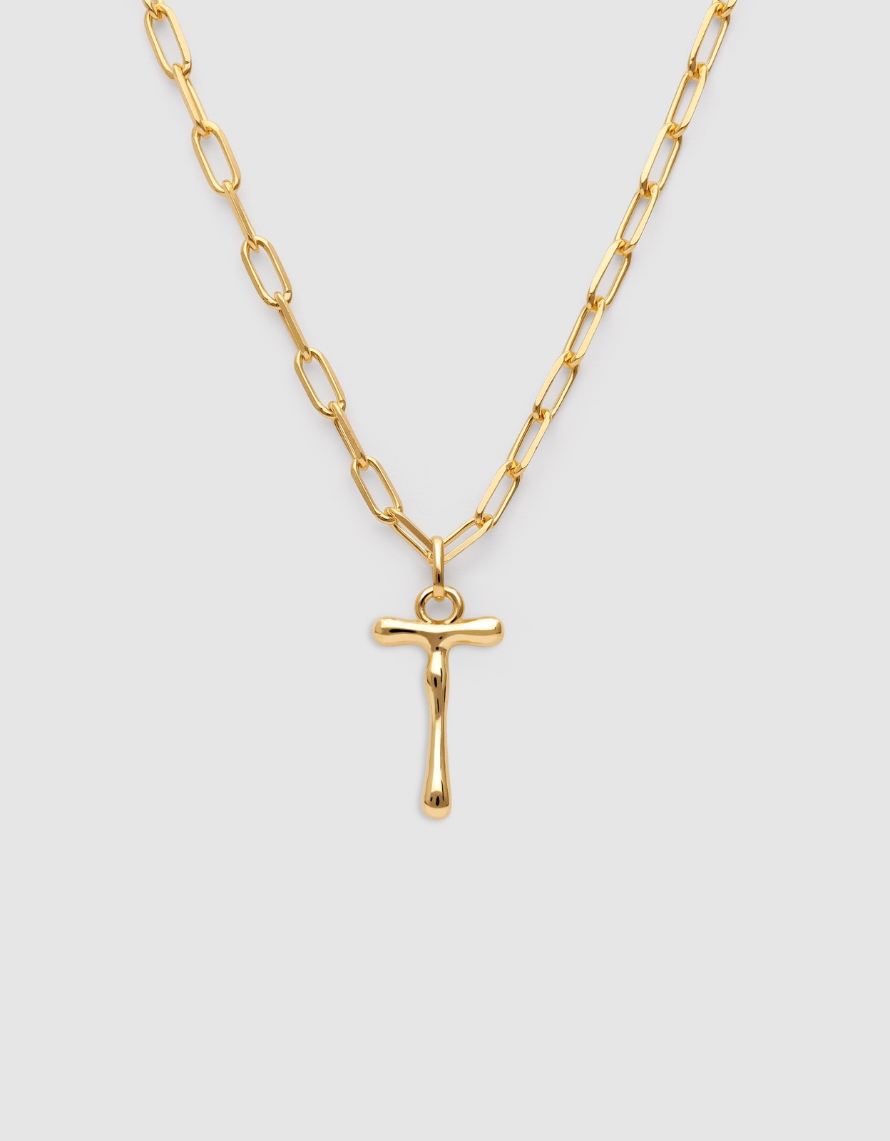 Colar Personalizado Chic Letter Xl de Aço Banhado em Ouro - T Dourado-1