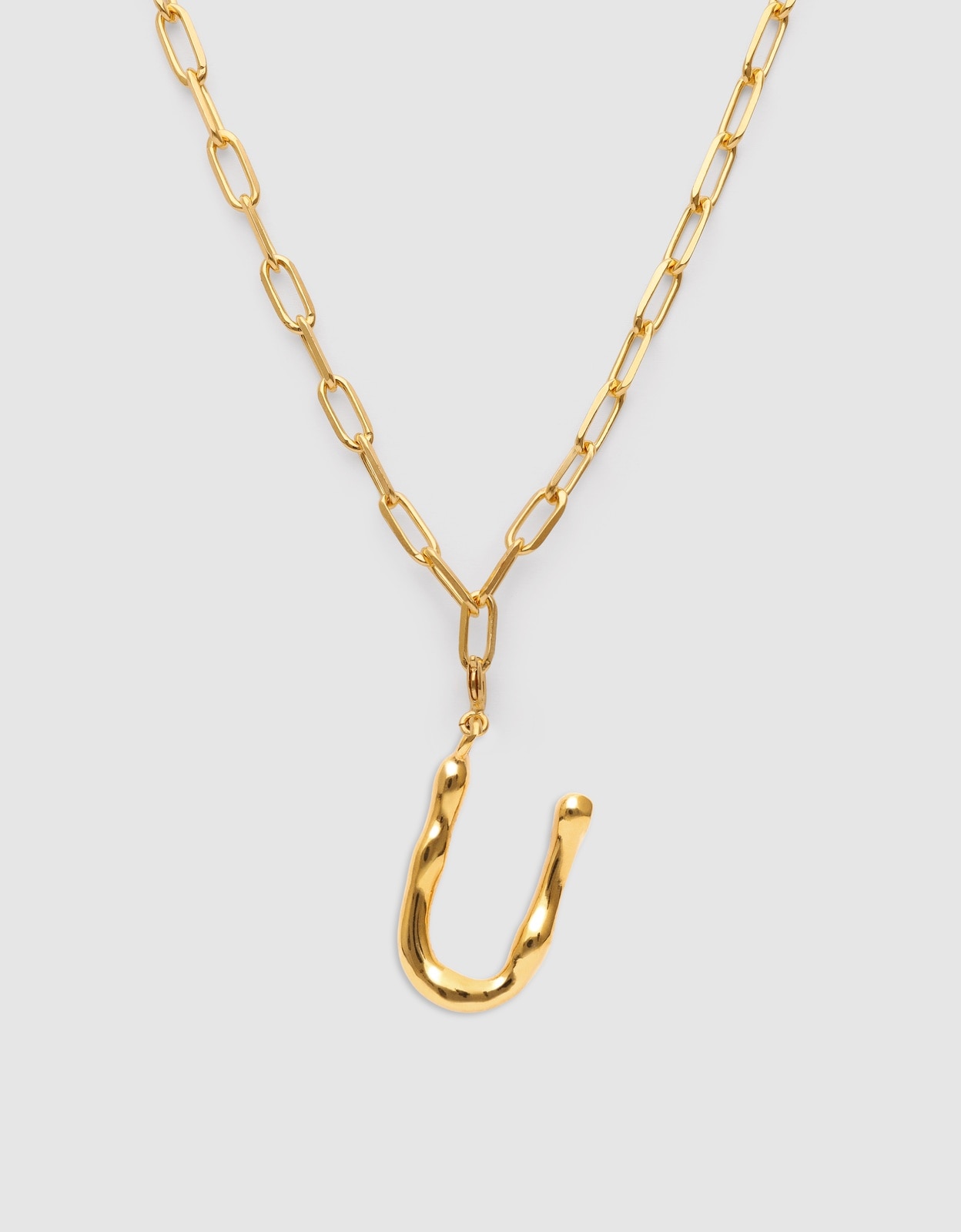 Colar Personalizado Chic Letter Xl de Aço Banhado em Ouro - U Dourado-1