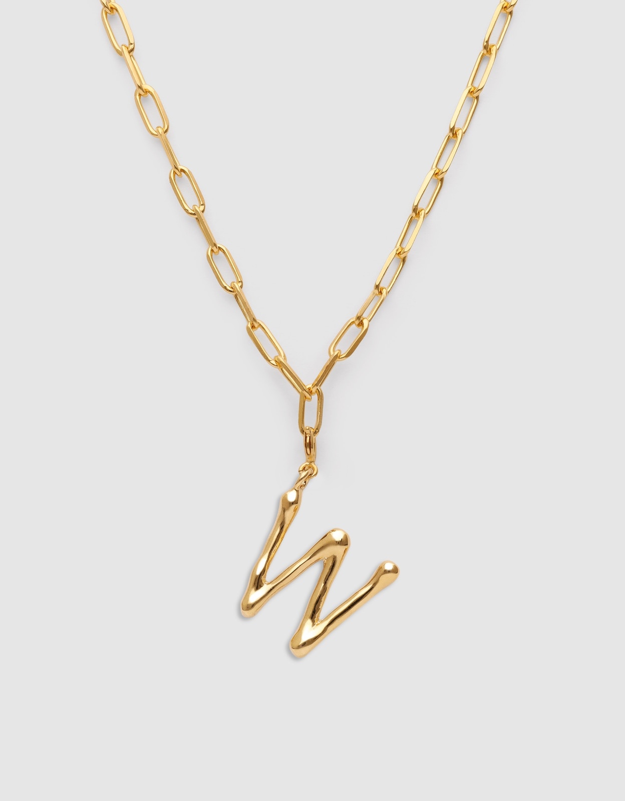 Colar Personalizado Chic Letter Xl de Aço Banhado em Ouro - W Dourado-1