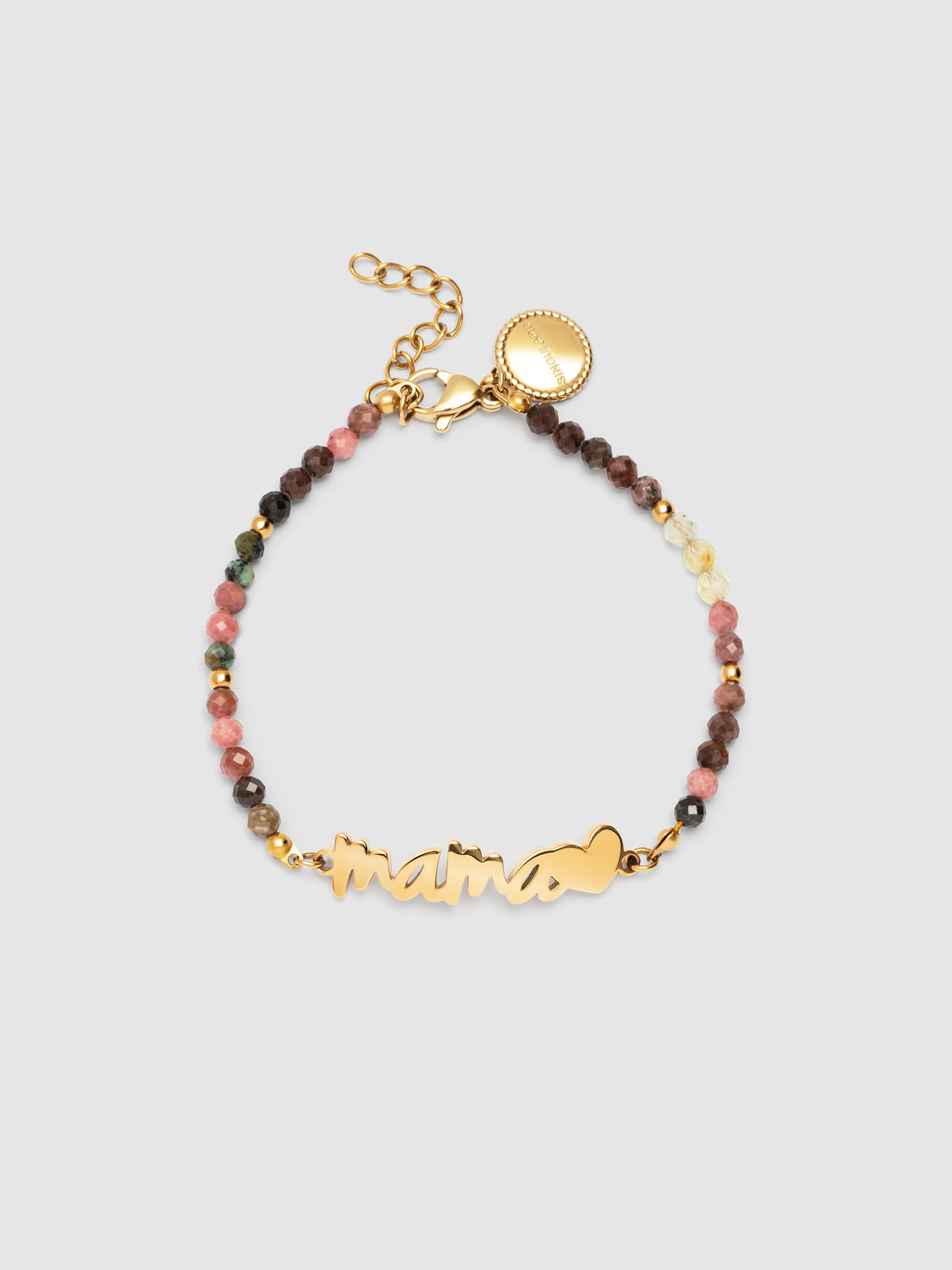 Imagem 0 de Pulseira de Corrente Mamã Heart Tourmaline de Aço Banhado a Ouro