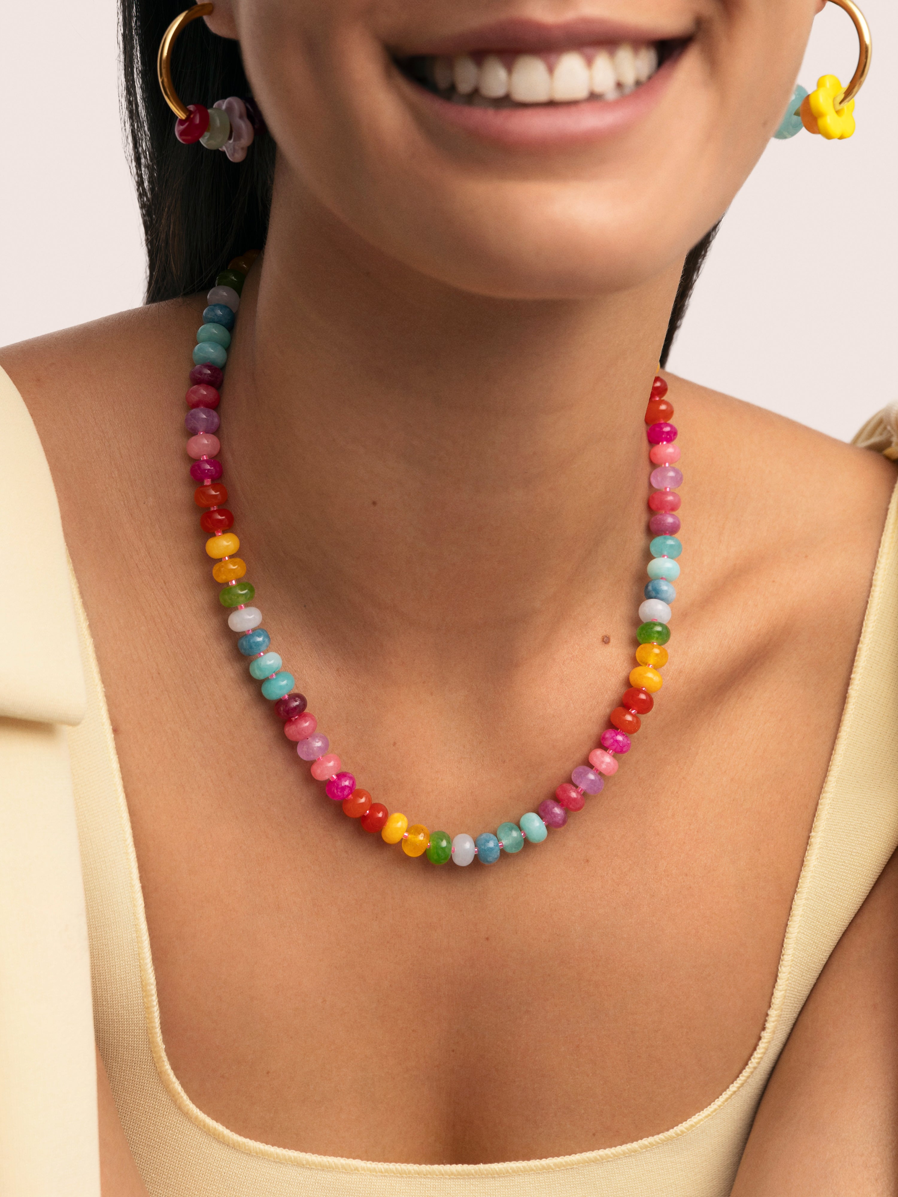 Colar Bloom Stones de Aço Banhado a Ouro Multicolor-3