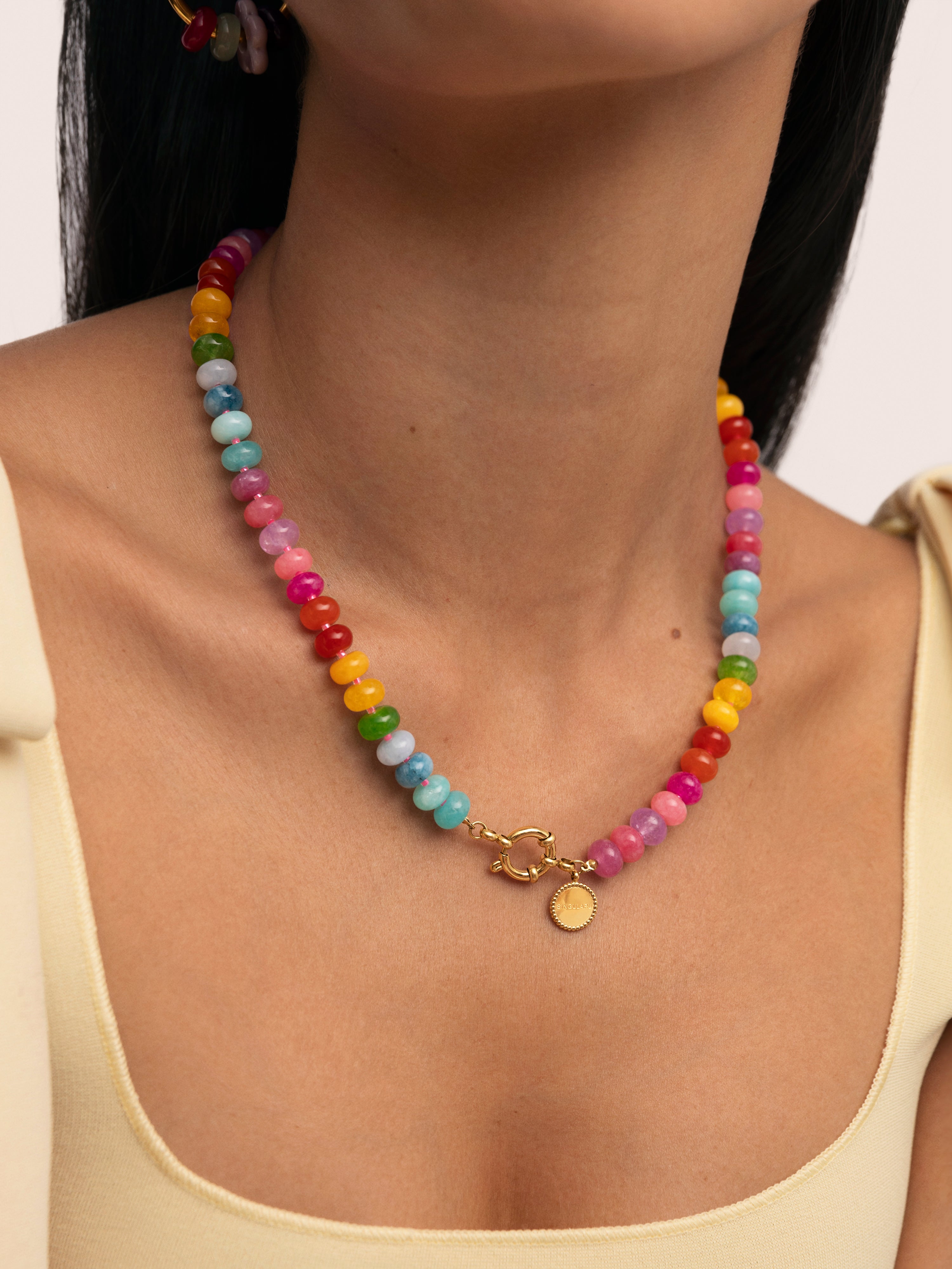 Colar Bloom Stones de Aço Banhado a Ouro Multicolor-6
