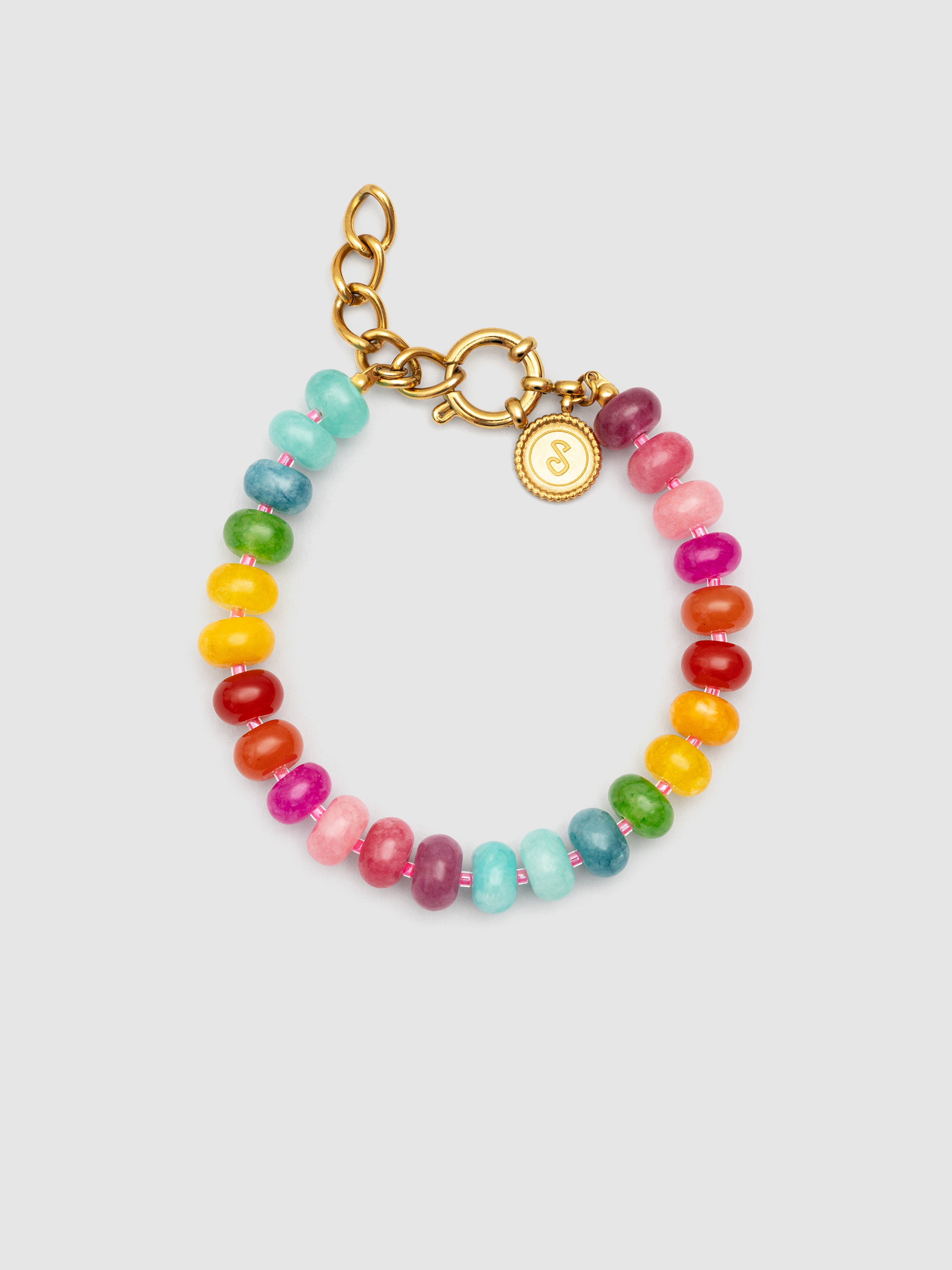 Imagem 0 de Pulseira com Elos Bloom Stones de Aço Banhado a Ouro