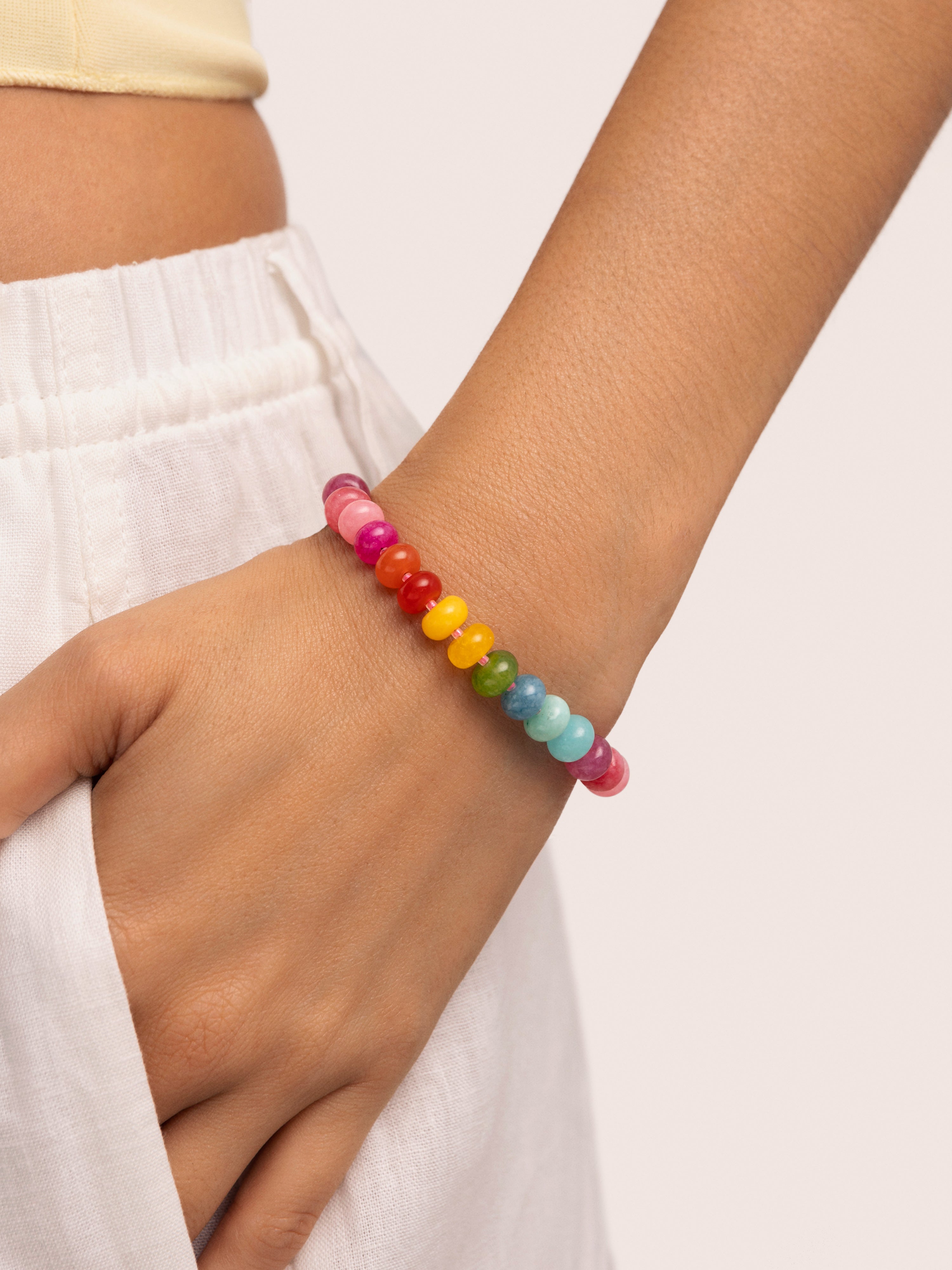 Pulseira com Elos Bloom Stones de Aço Banhado a Ouro Multicolor-3