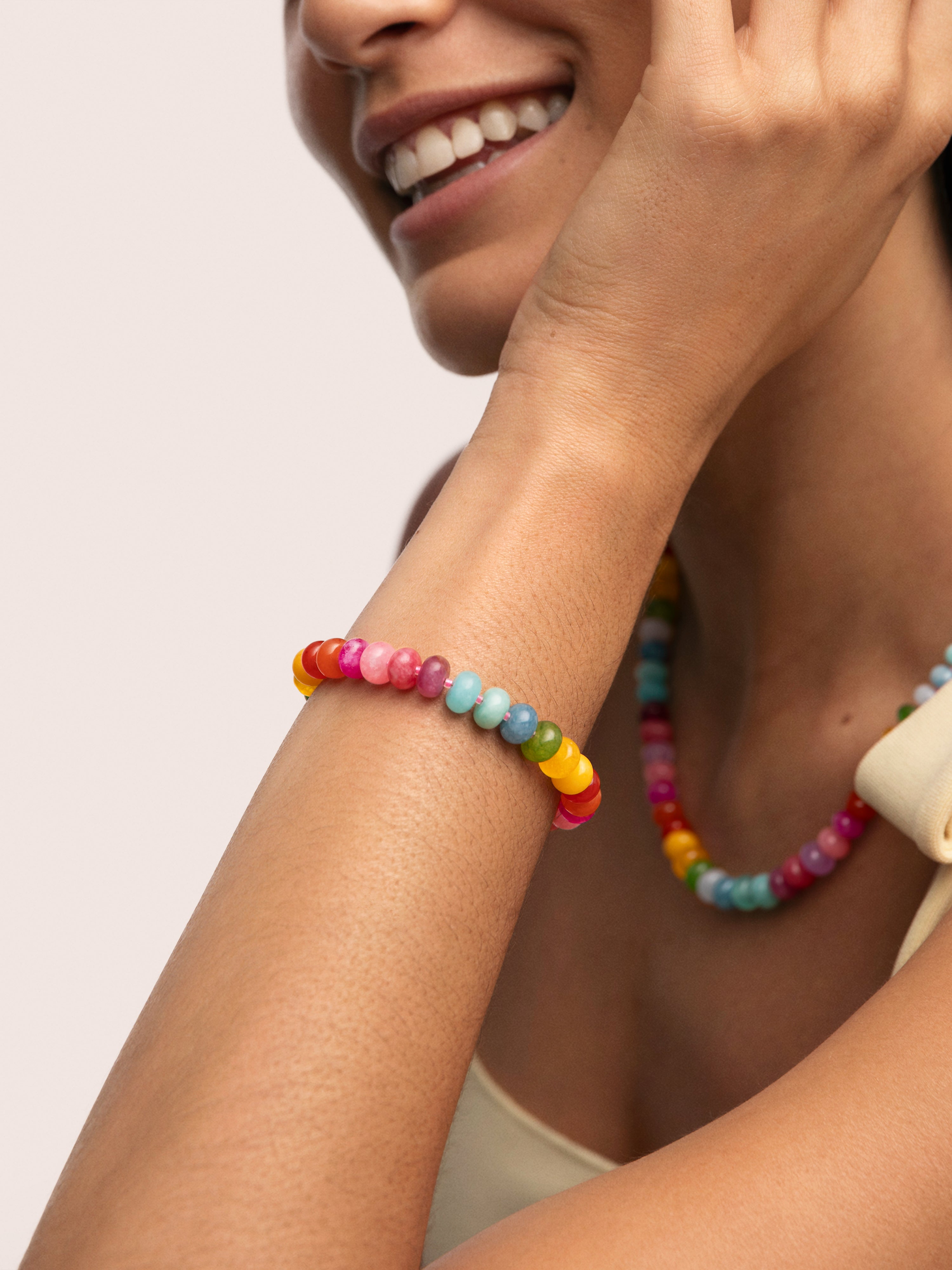 Pulseira com Elos Bloom Stones de Aço Banhado a Ouro Multicolor-5