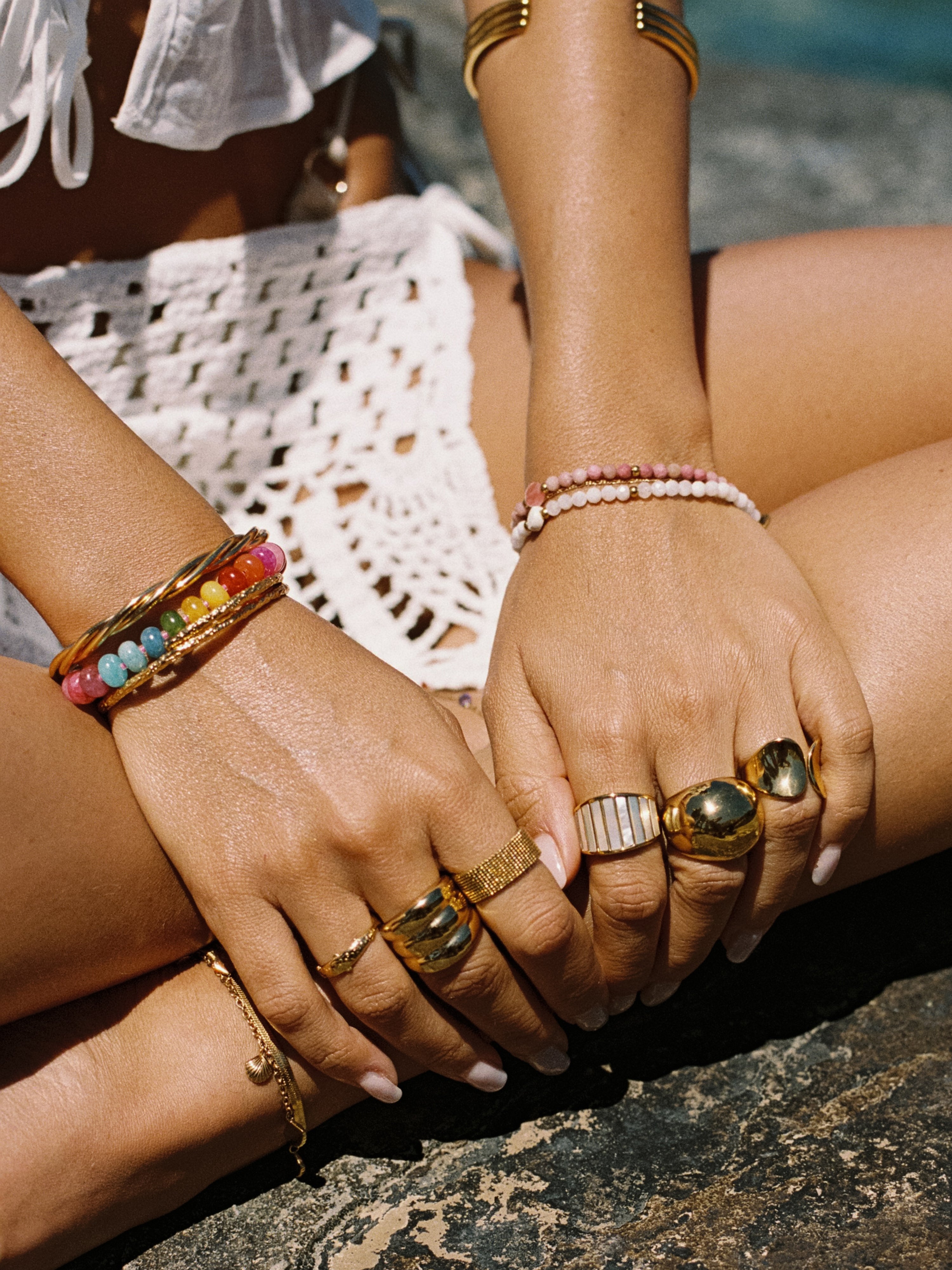 Pulseira com Elos Bloom Stones de Aço Banhado a Ouro Multicolor-6