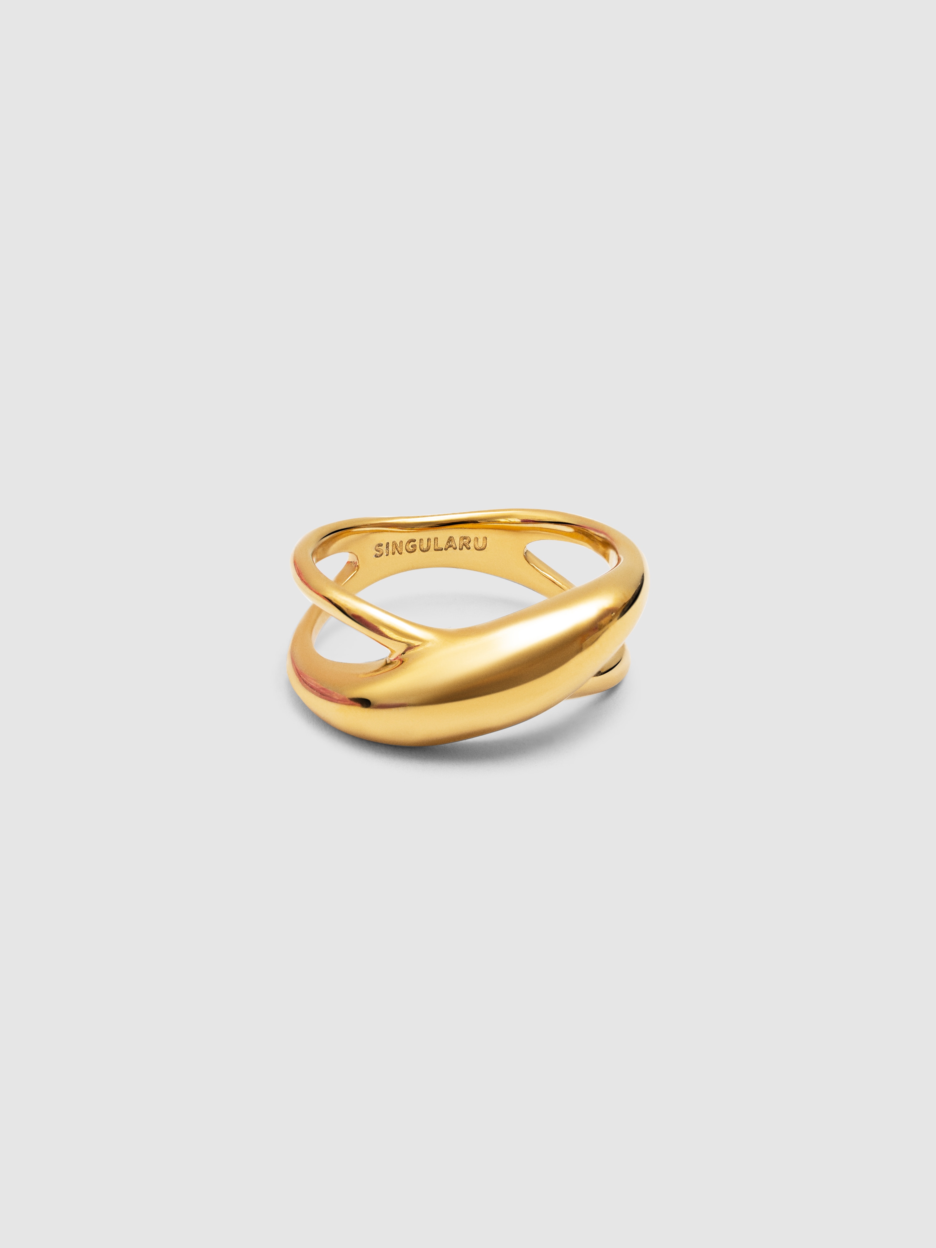 Anel Ariel de Aço Banhado em Ouro Dourado-1
