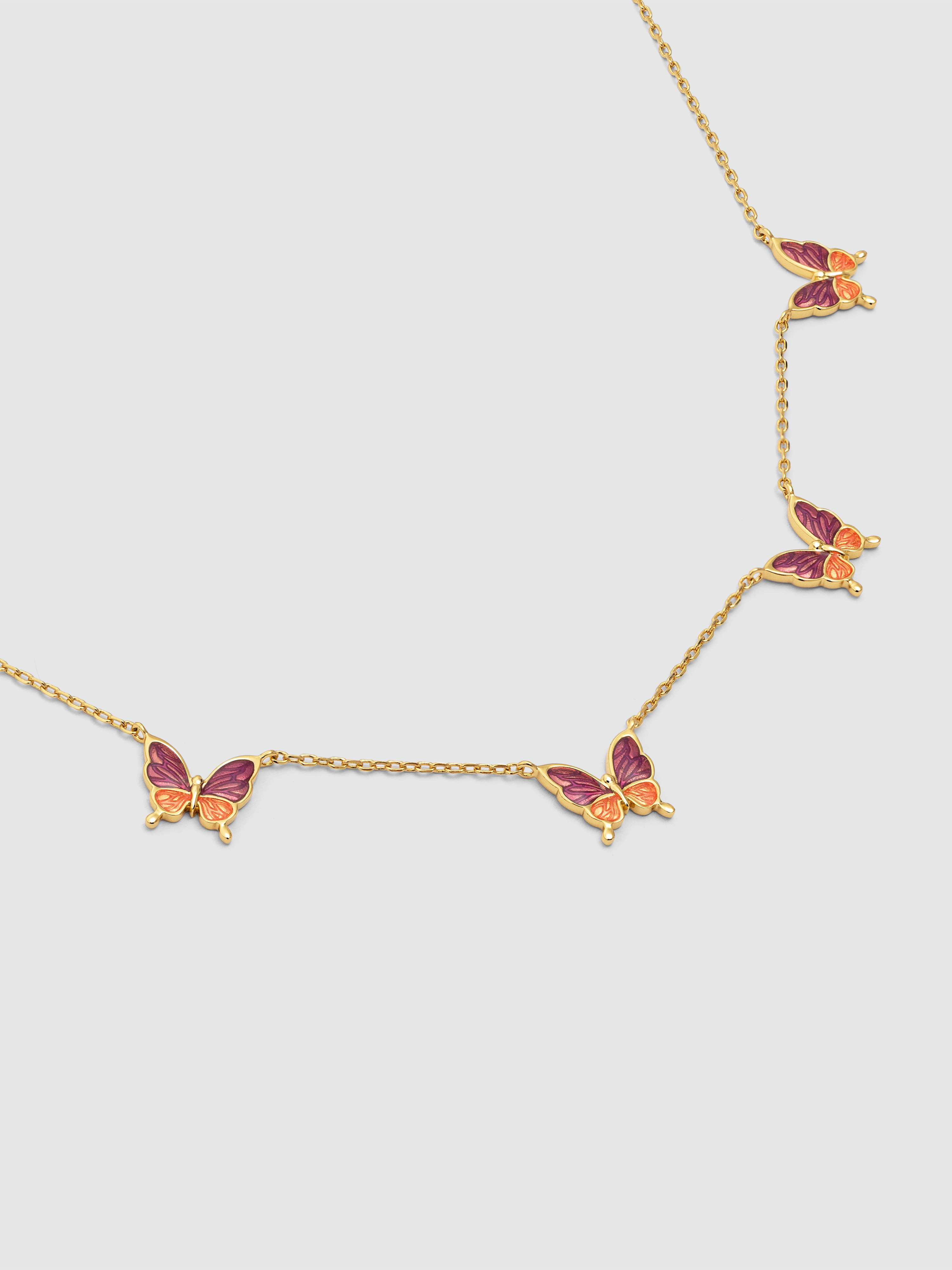 Colar Butterfly Rose de Liga de Metais Banhado em Ouro Ouro-3