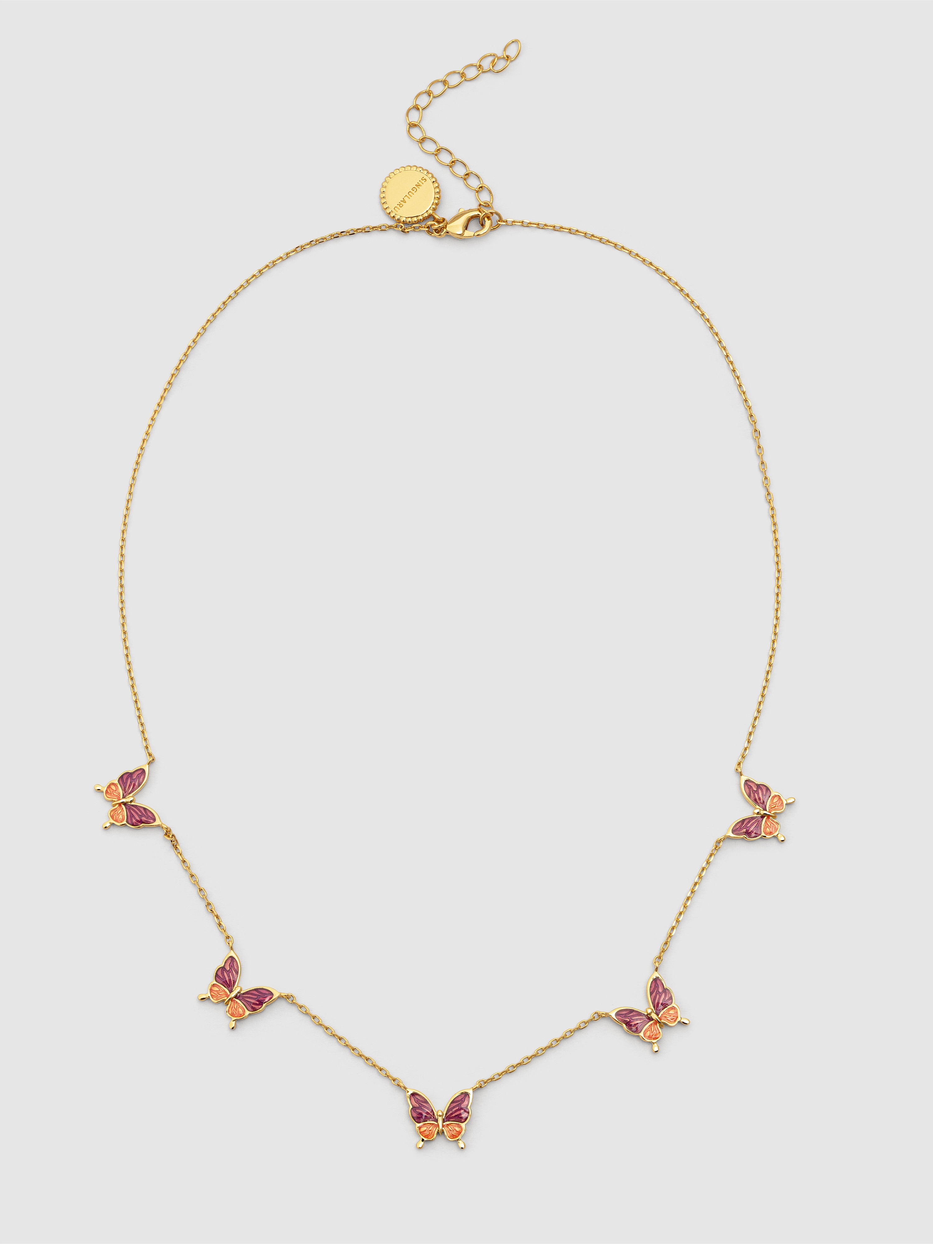 Colar Butterfly Rose de Liga de Metais Banhado em Ouro Ouro-4