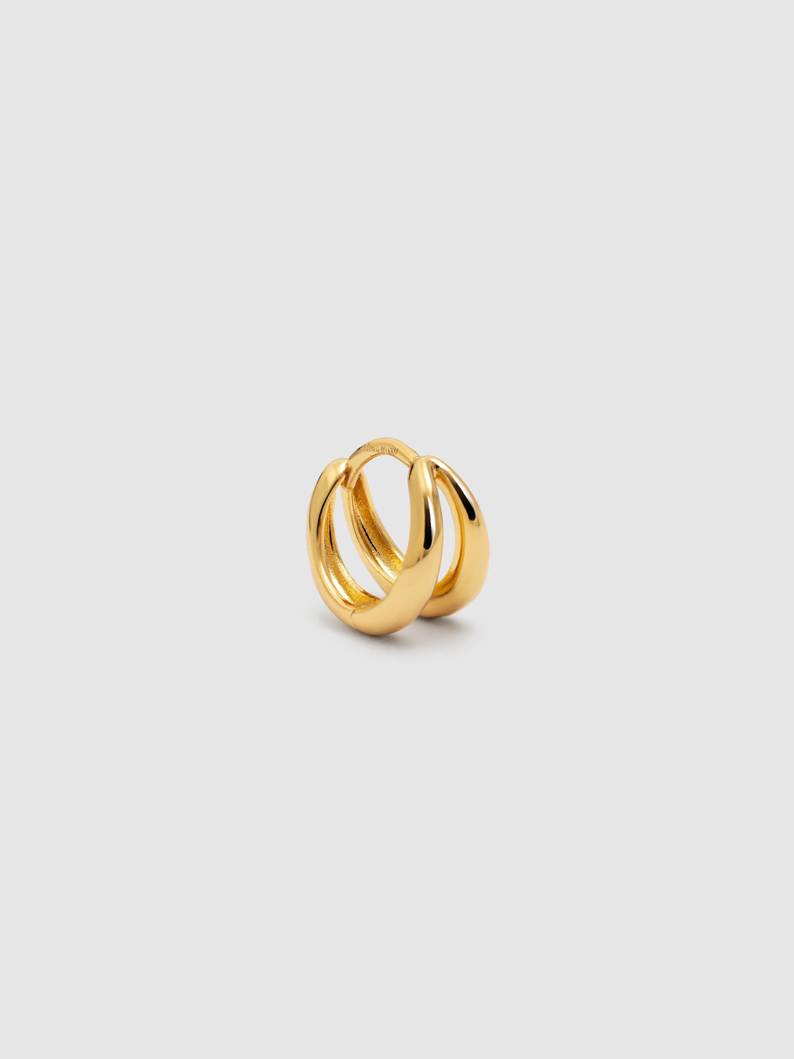 Brinco Individual Double Loop de Liga de Metais Banhado a Ouro Dourado-1