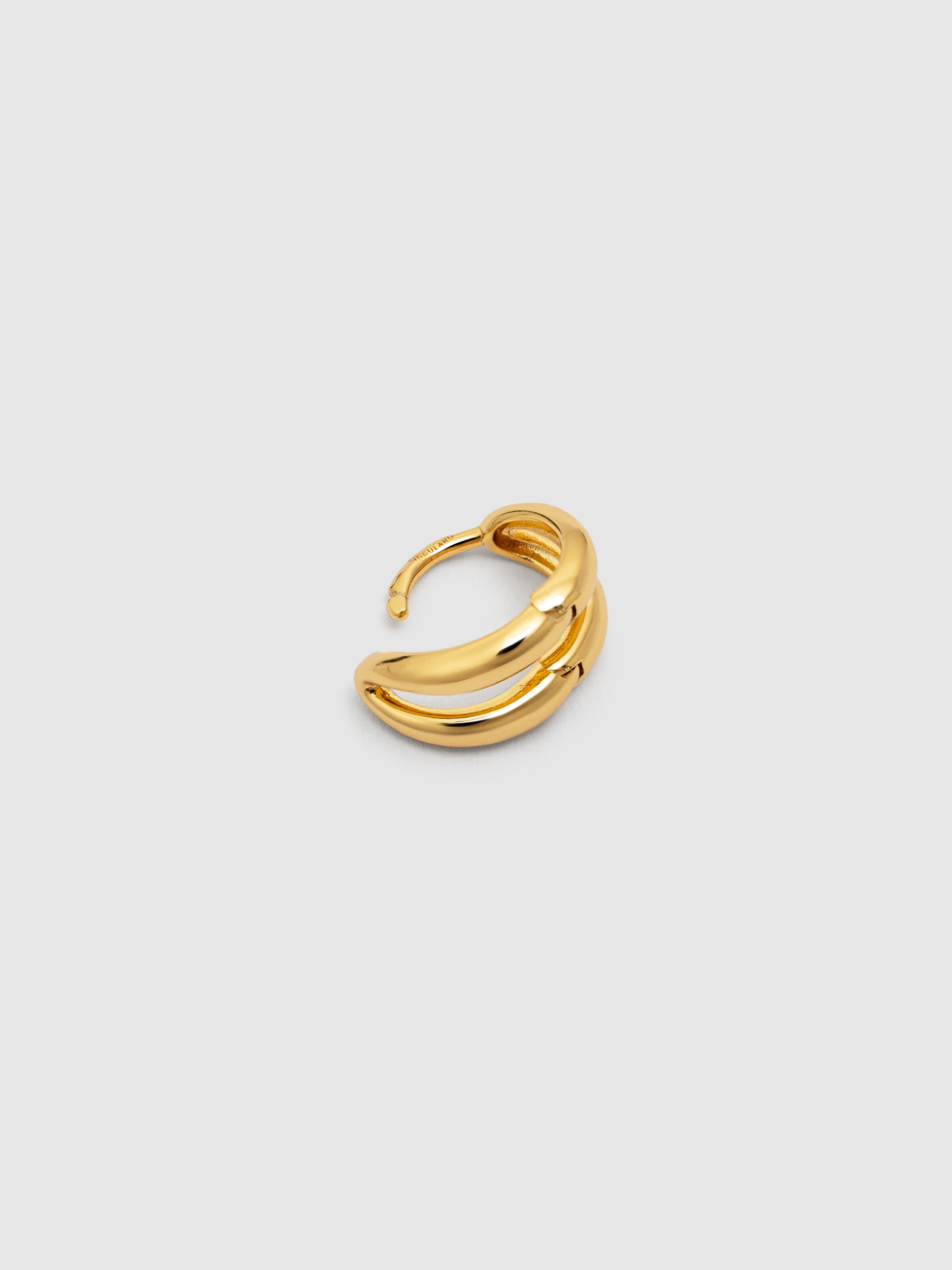 Brinco Individual Double Loop de Liga de Metais Banhado a Ouro Dourado-3