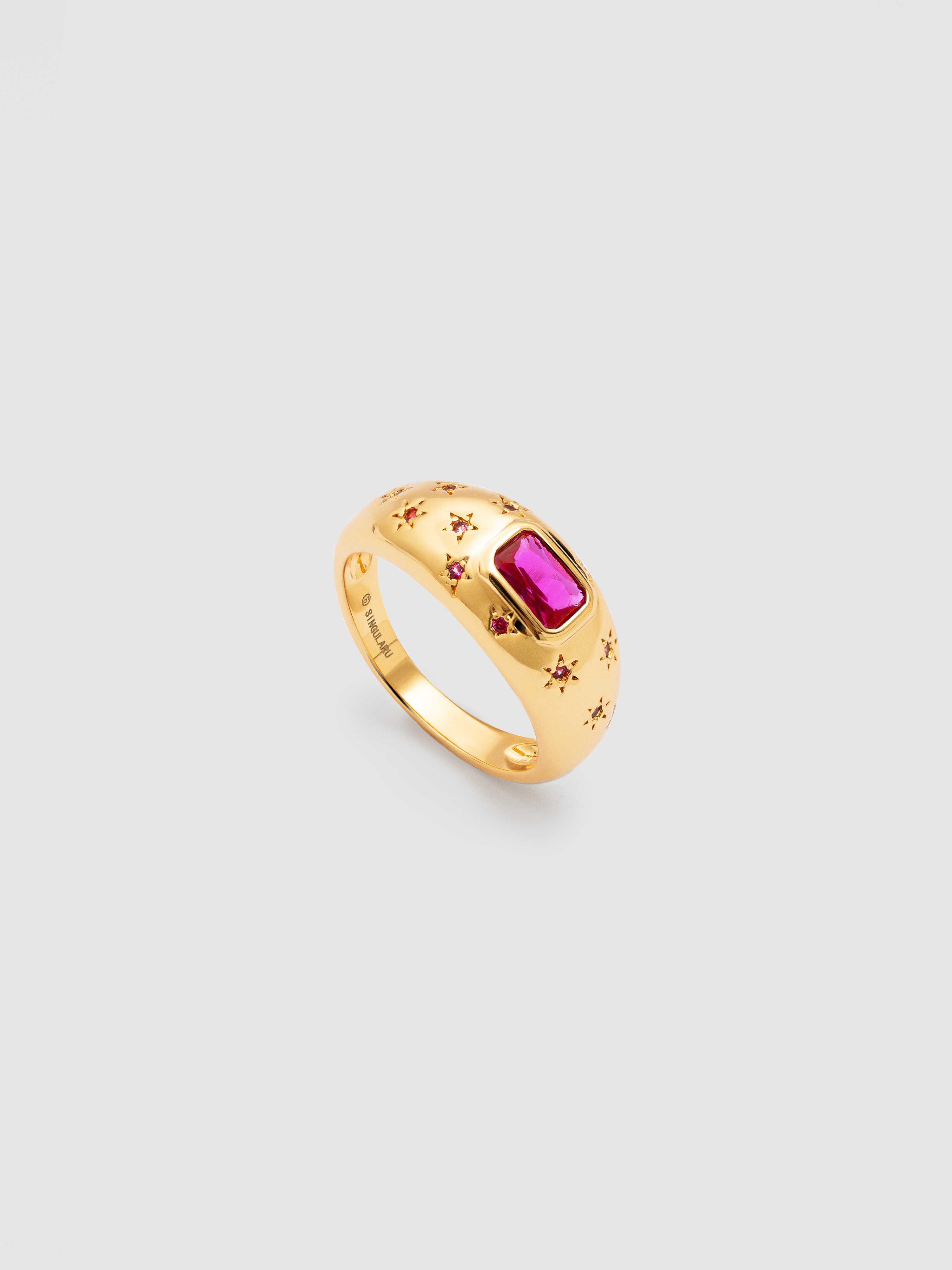 Anel Charlotte Fúcsia de Liga de Metais Banhado a Ouro Rosa-4