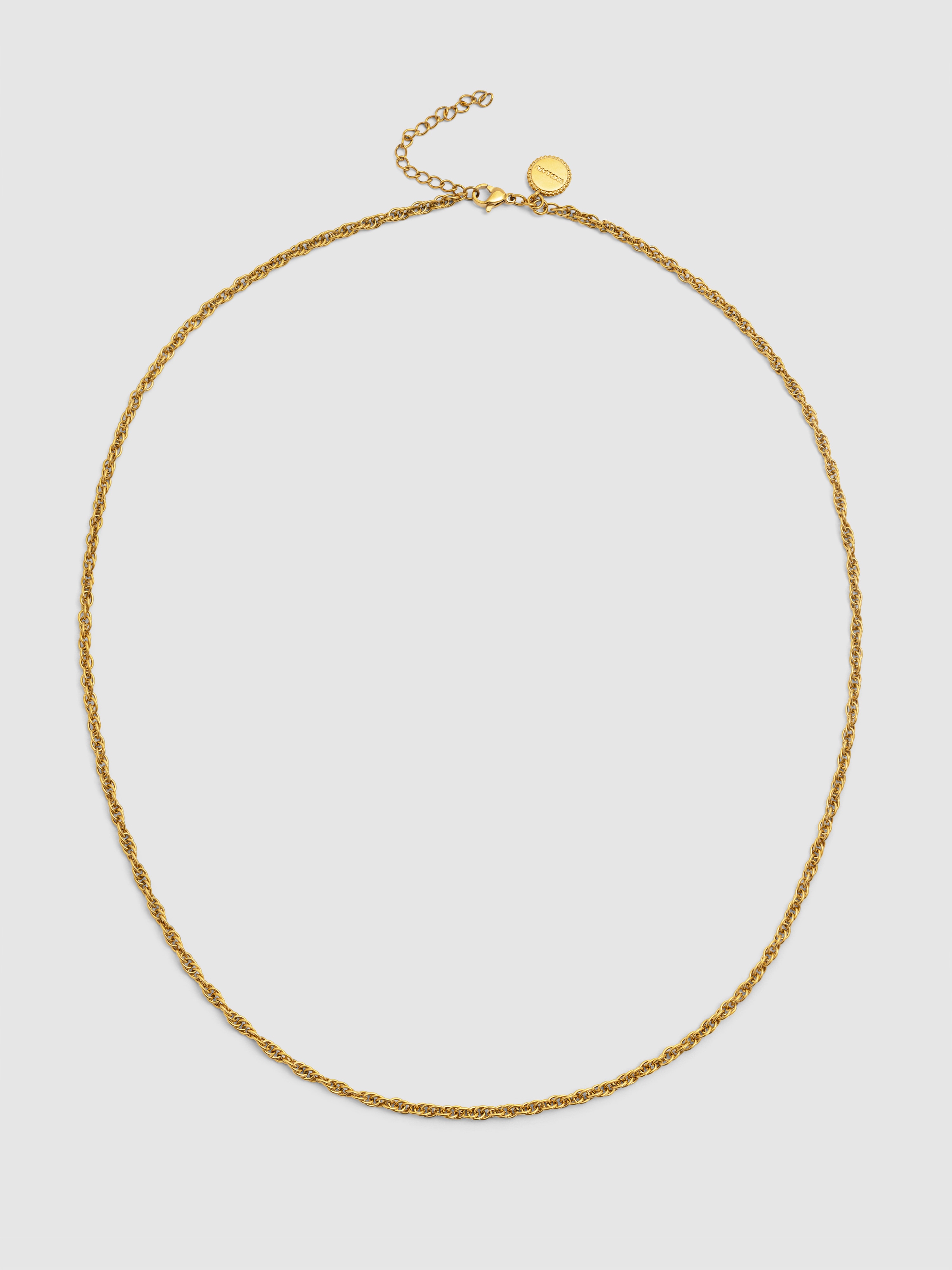 Colar Spinning Rope Chain de Aço Banhado em Ouro Dourado-4