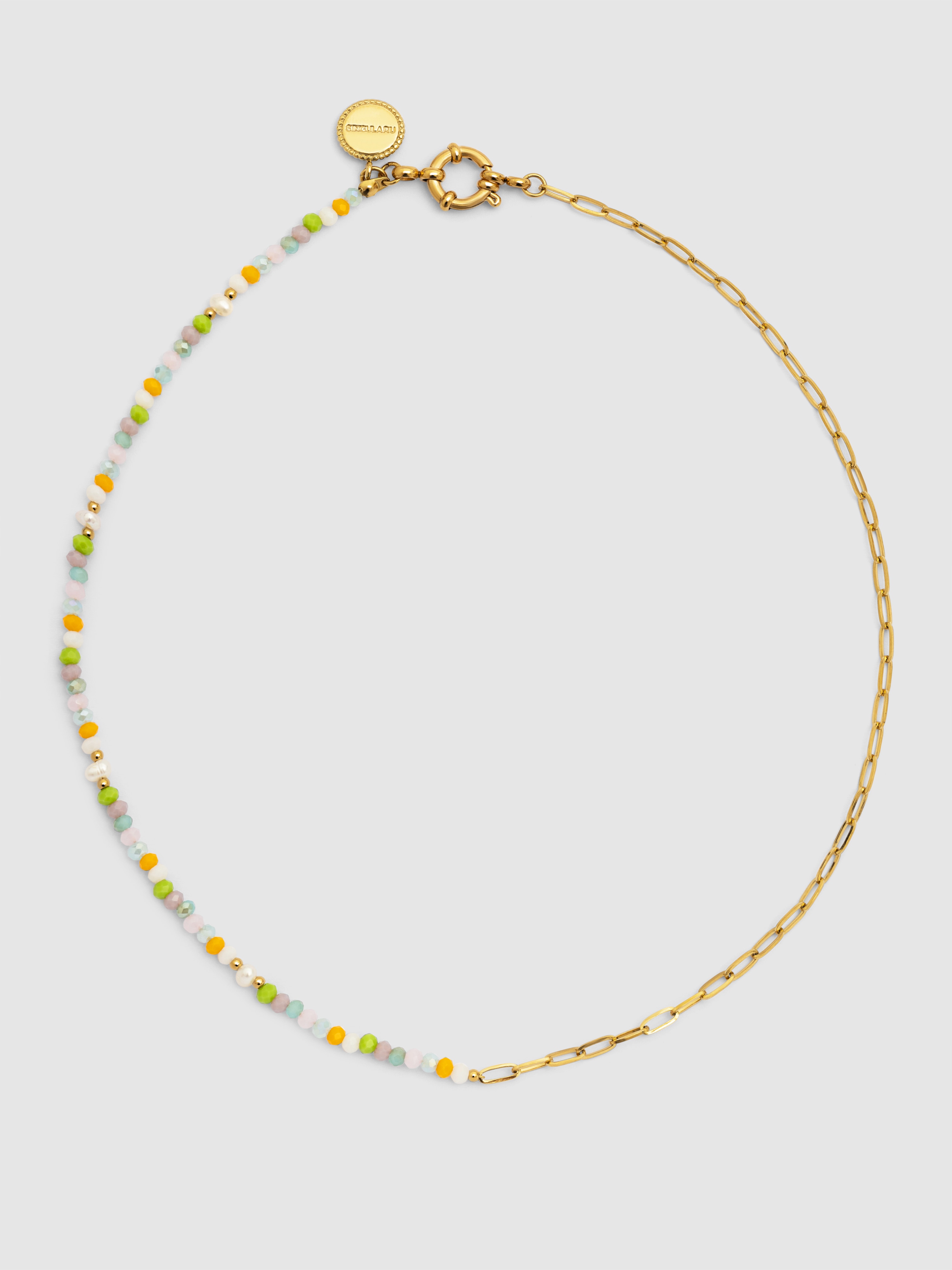 Colar Chic Nora de Aço Banhado a Ouro Multicolor-5