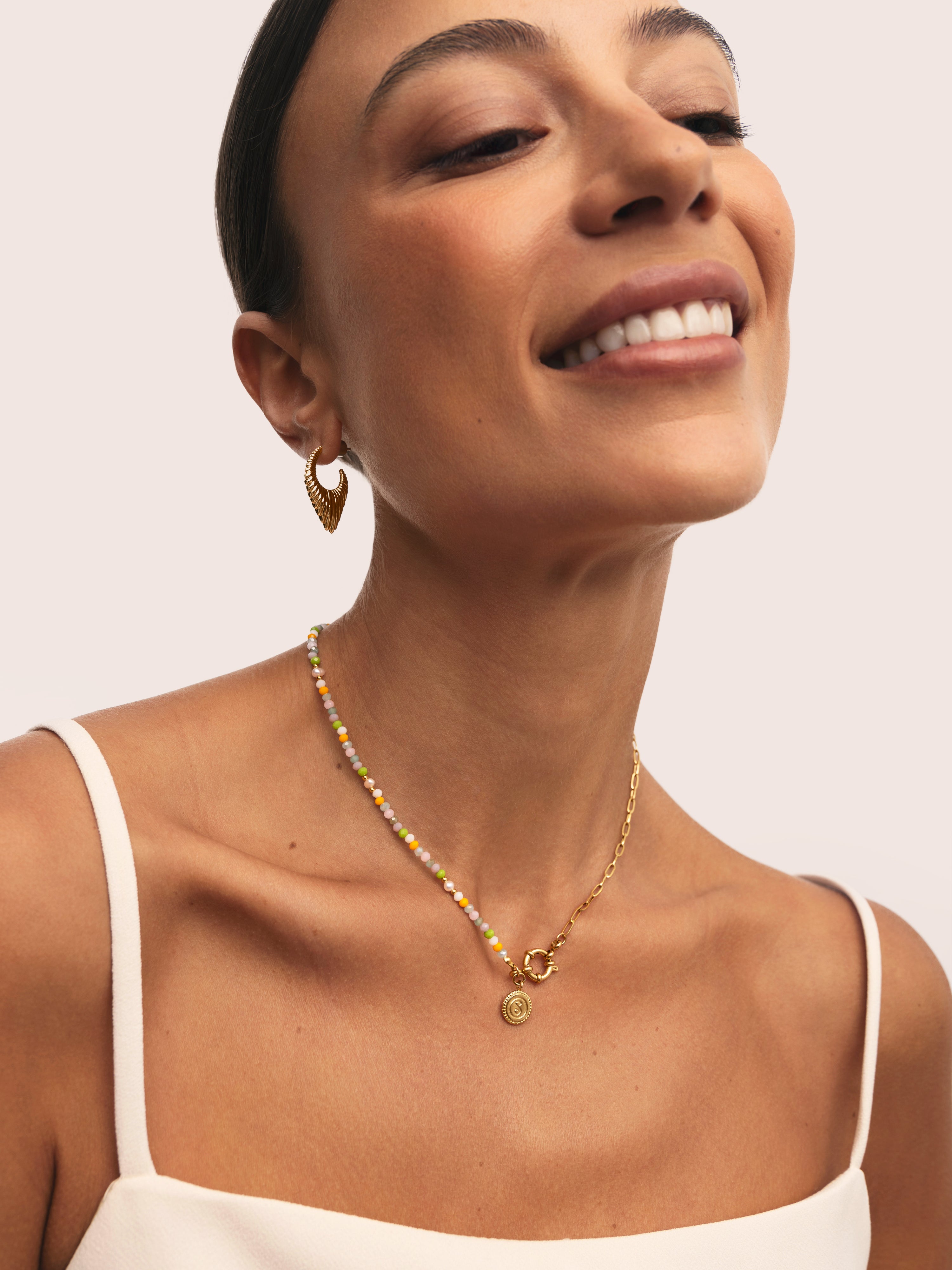 Colar Chic Nora de Aço Banhado a Ouro Multicolor-6
