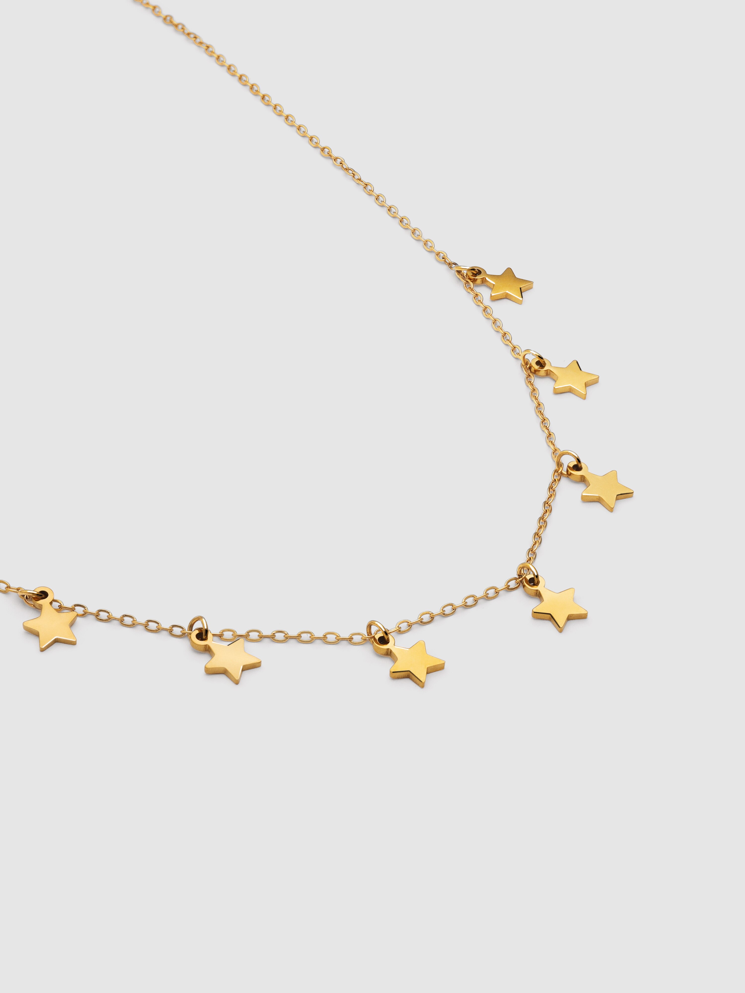 Colar Mini Stars de Aço Banhado em Ouro Dourado-3