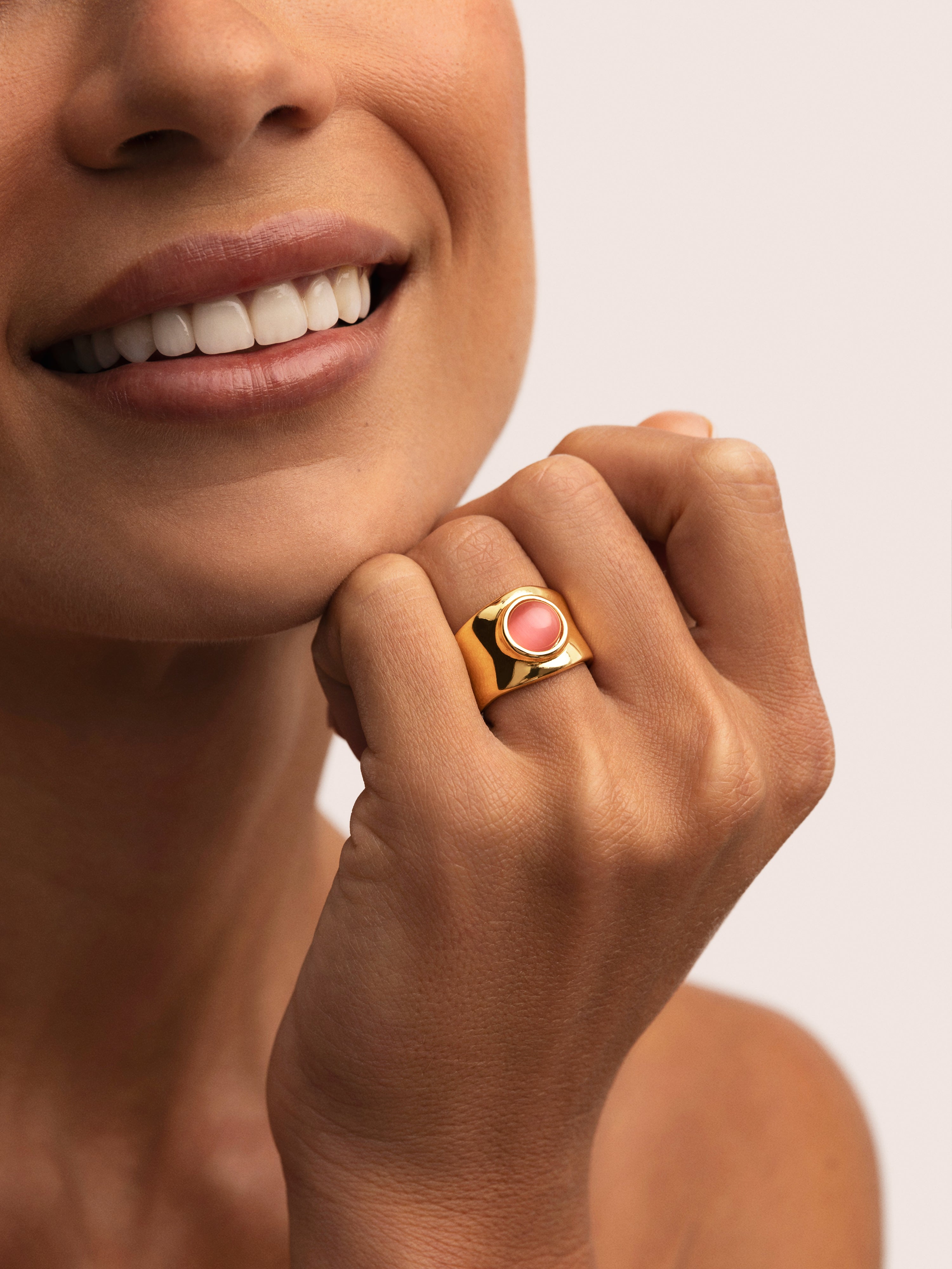 Anel My Pink Stone de Liga de Metais Banhado a Ouro Rosa-3