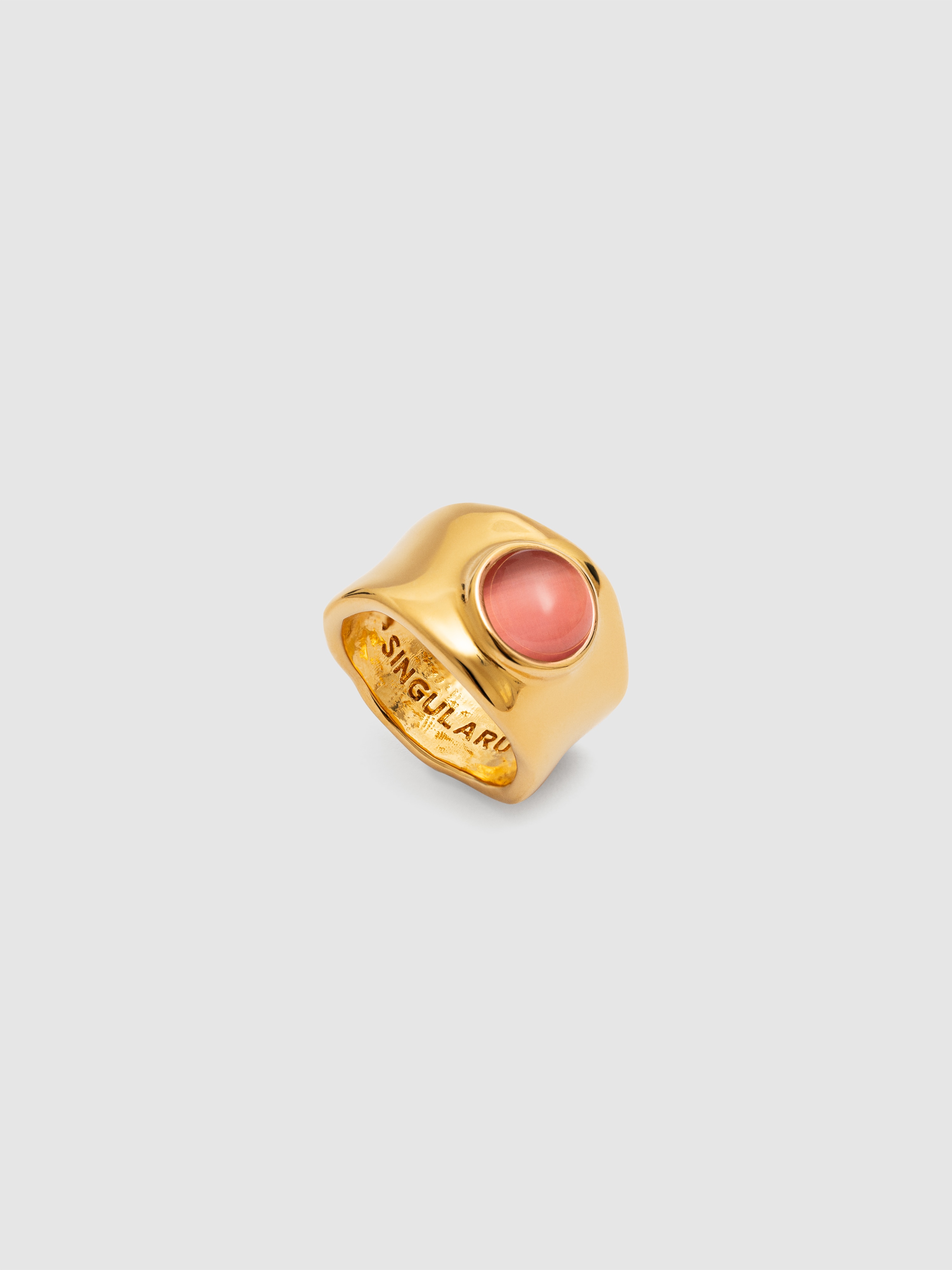 Anel My Pink Stone de Liga de Metais Banhado a Ouro Rosa-4