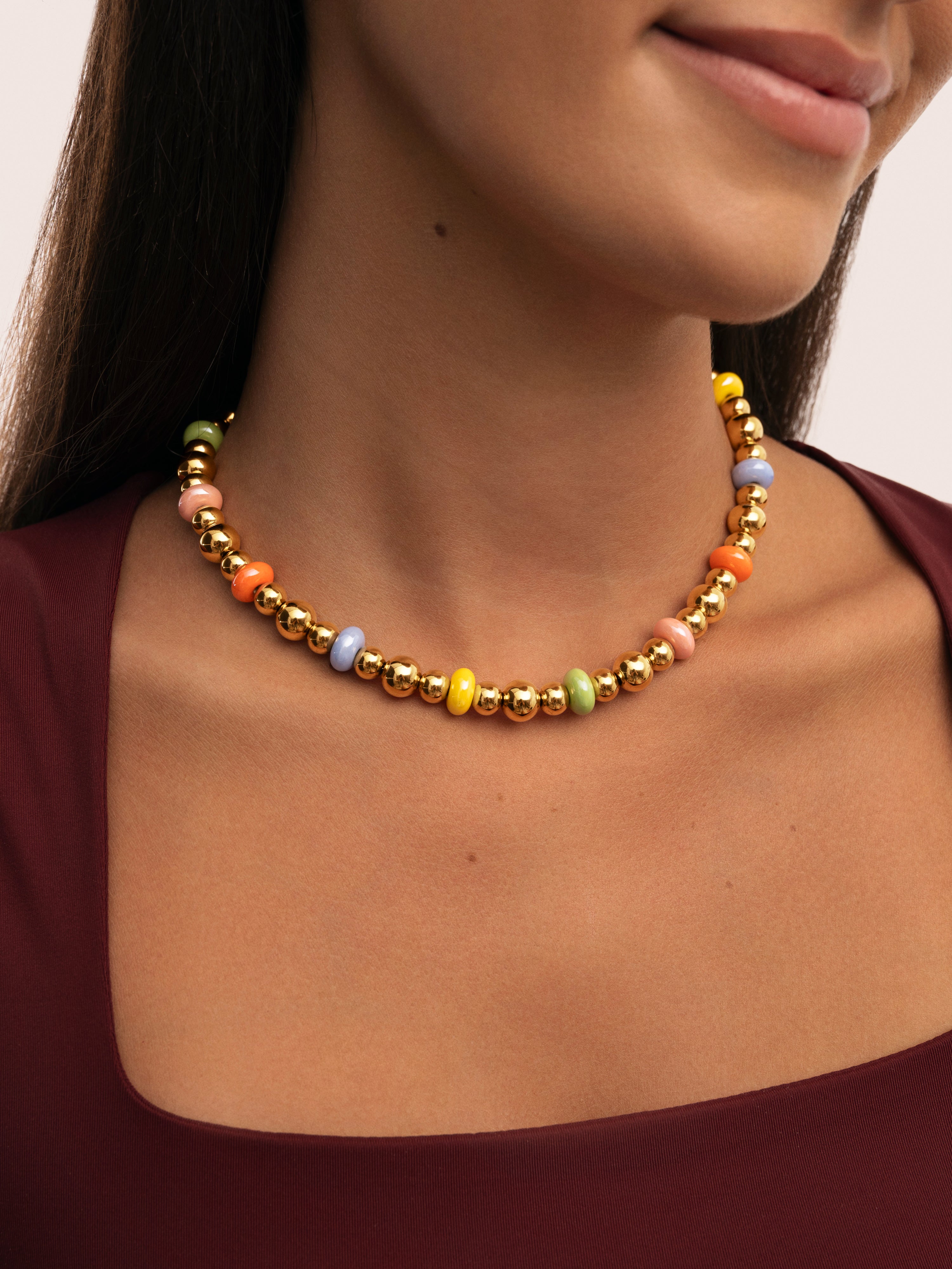 Colar Color Bomb de Aço Banhado a Ouro Multicolor-3