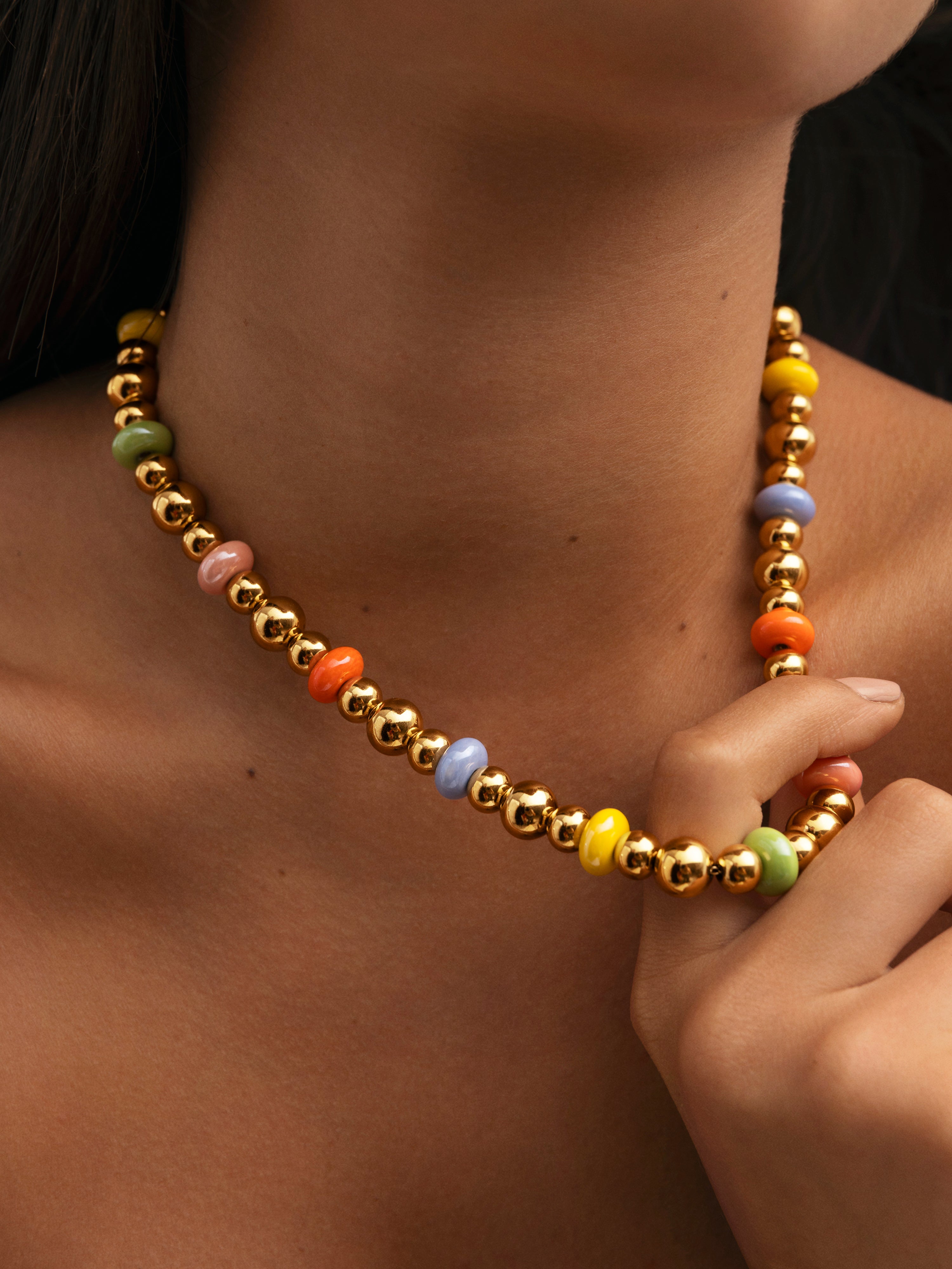 Colar Color Bomb de Aço Banhado a Ouro Multicolor-6