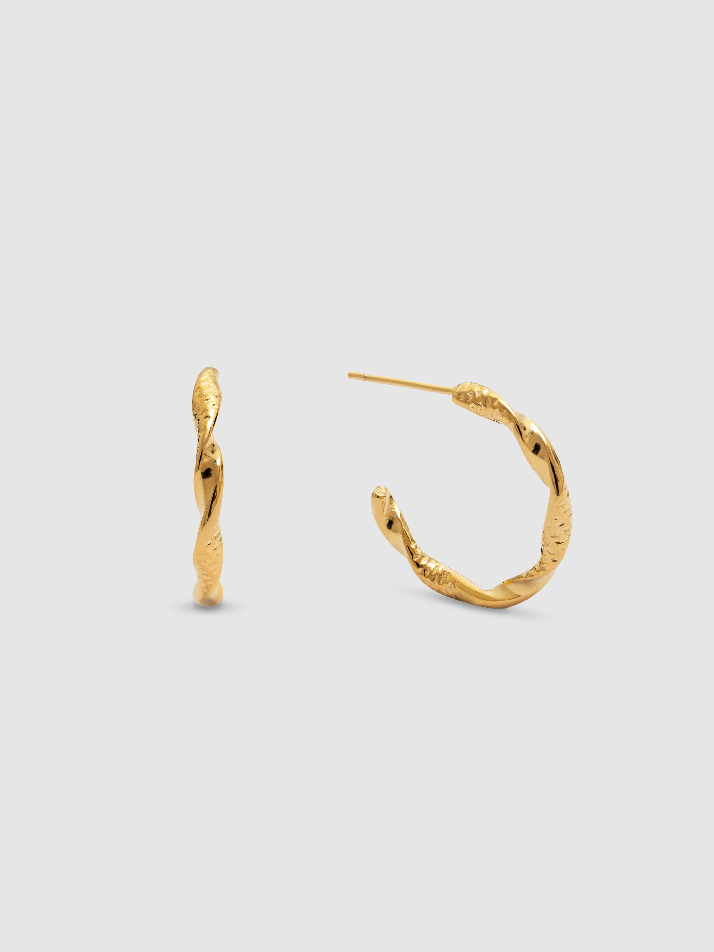 Brincos de Argola Tressia Organic de Aço Banhado a Ouro Dourado-1