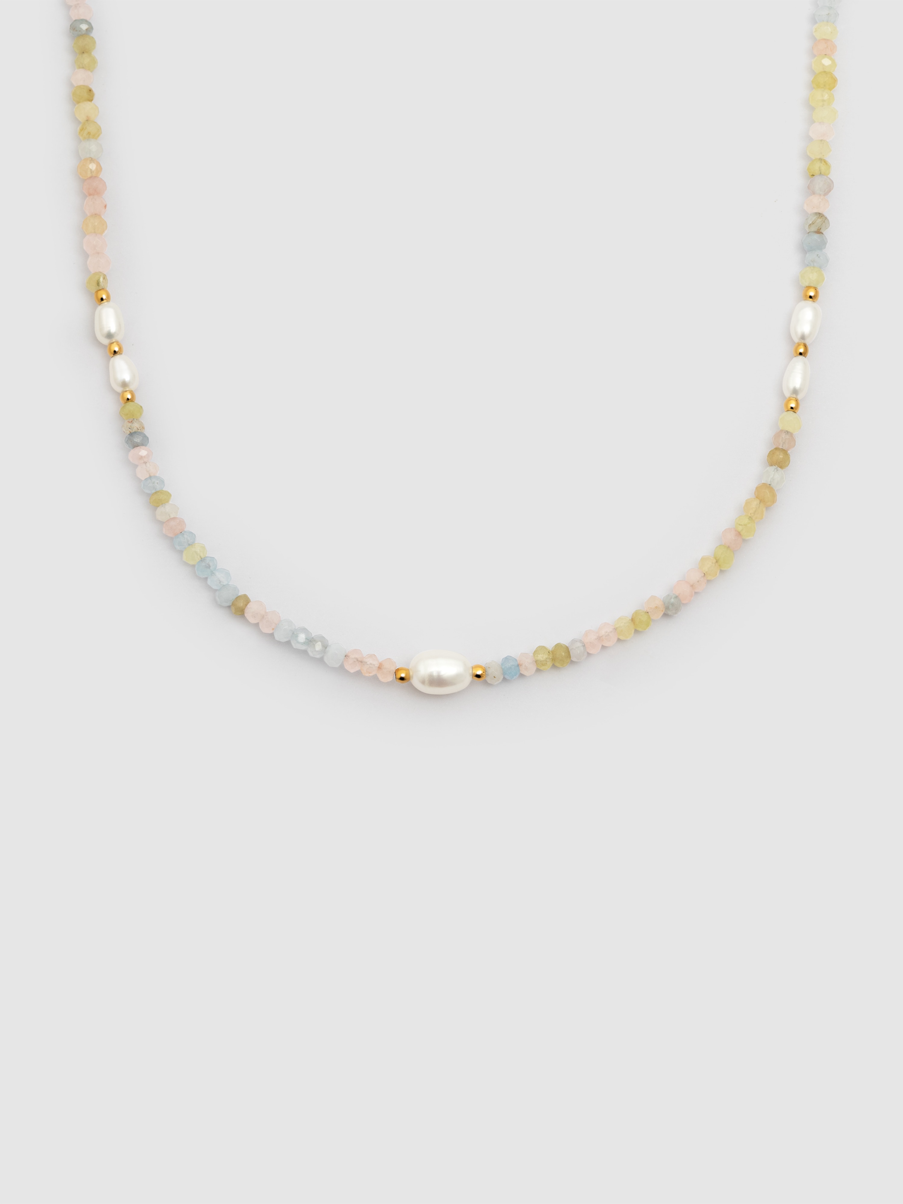 Colar Daphne Pearls de Aço Banhado a Ouro Multicolor-1